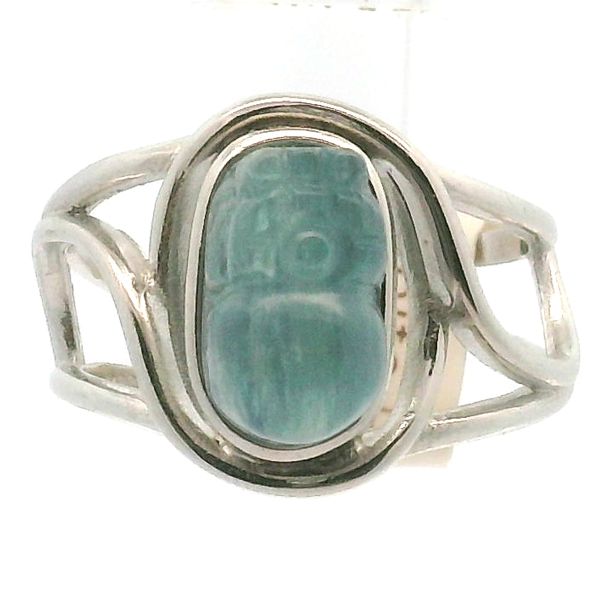 Kyanite Pixchu Cuff Ring .925 Silver for Enhancing Flow of Energy, Intuition & Lucid Dreaming