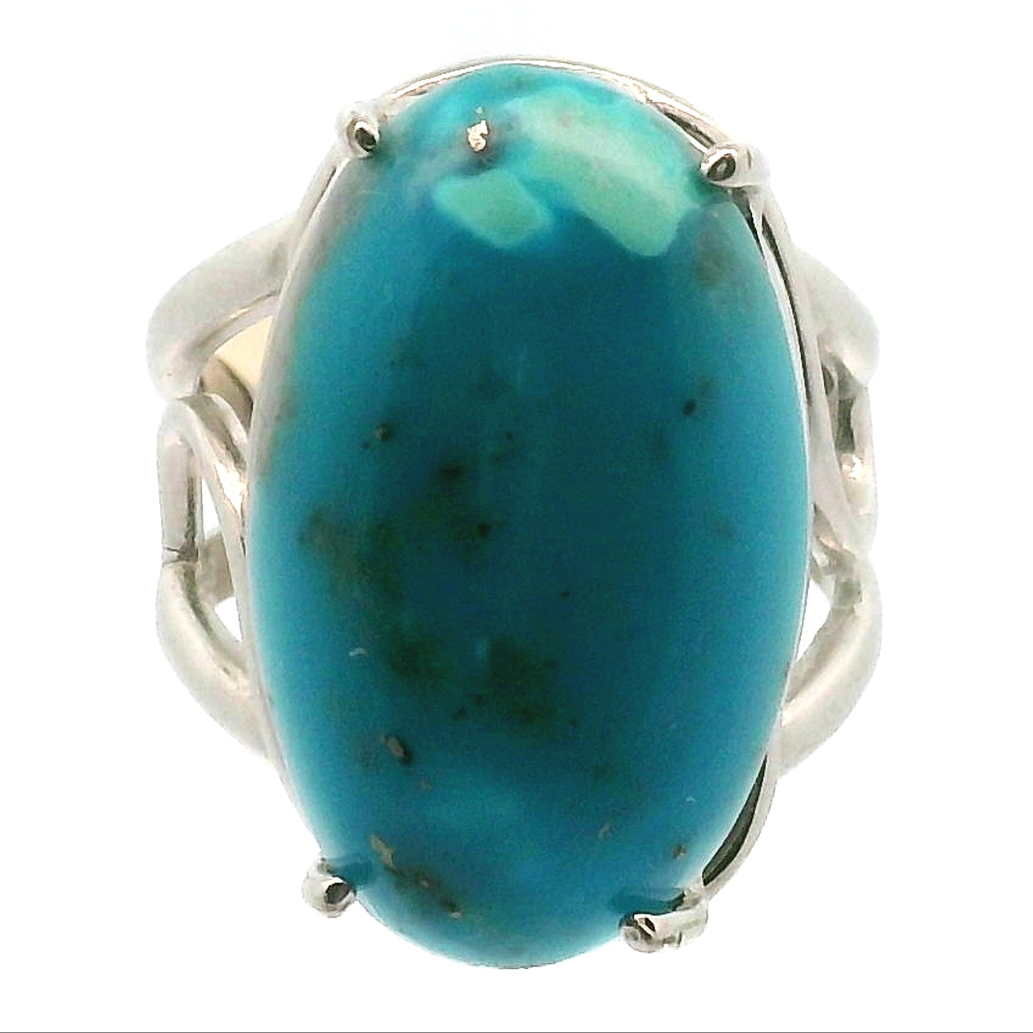 Persian Turquoise Adjustable Cuff Ring for Good Luck, Prosperity and Protection
