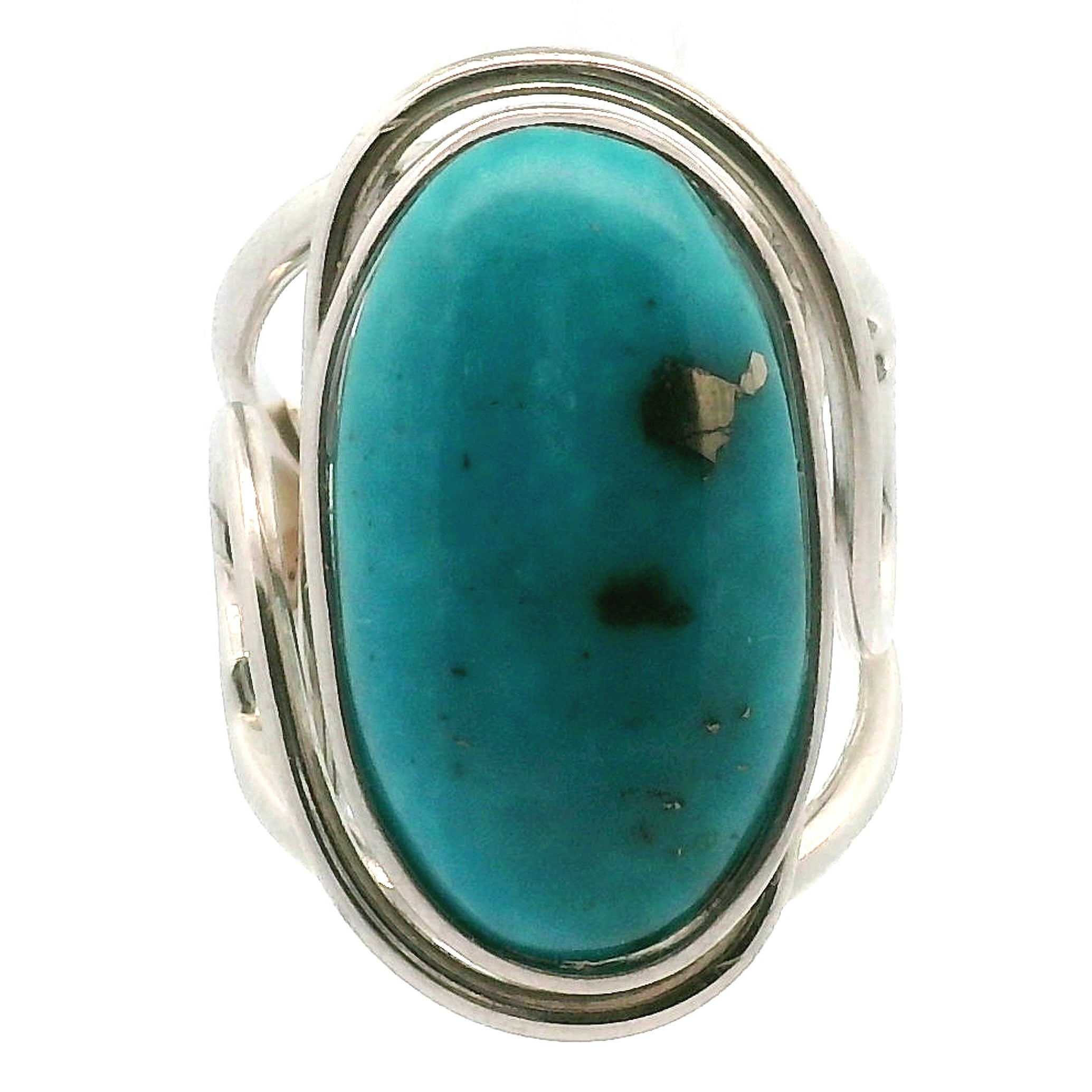 Persian Turquoise Adjustable Cuff Ring for Good Luck, Prosperity and Protection