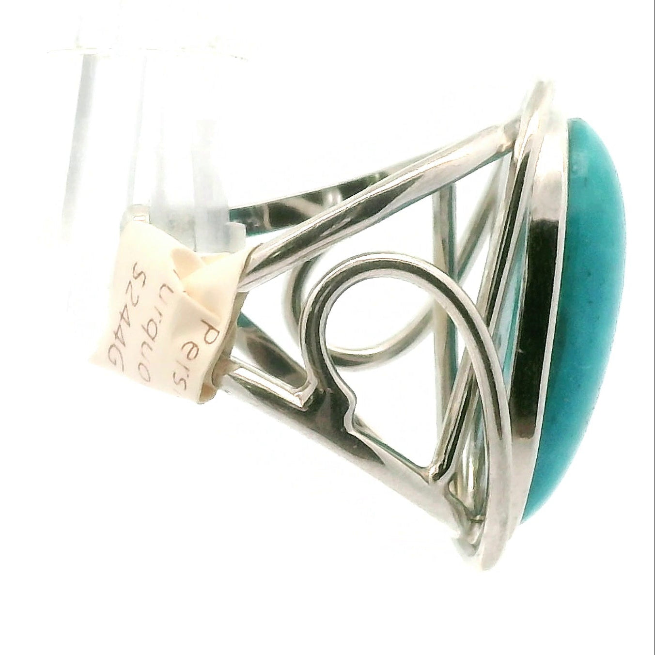 Persian Turquoise Adjustable Cuff Ring for Good Luck, Prosperity and Protection
