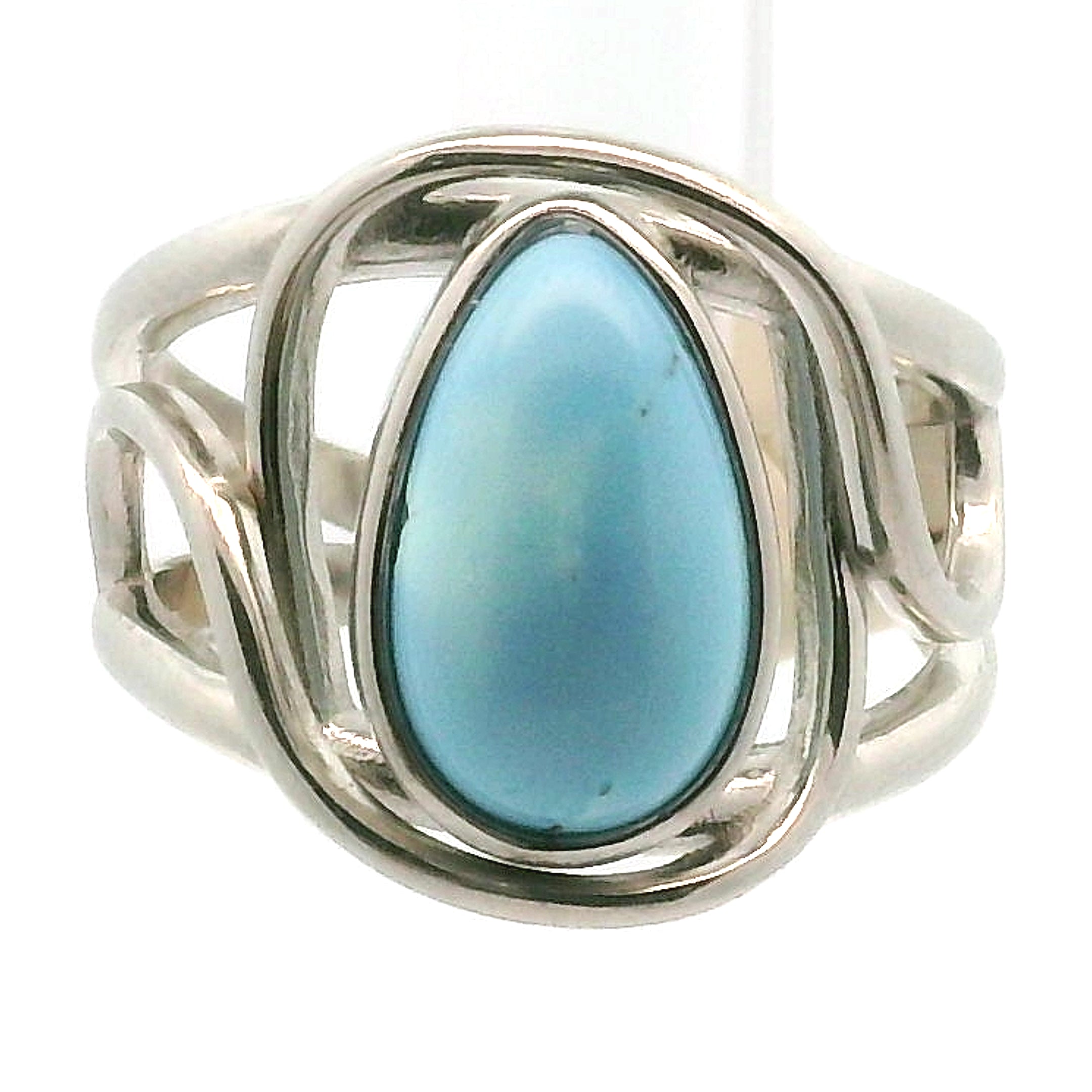 Golden Hill, Kazakhstan Turquoise Cuff Ring for Good Luck, Prosperity and Protection
