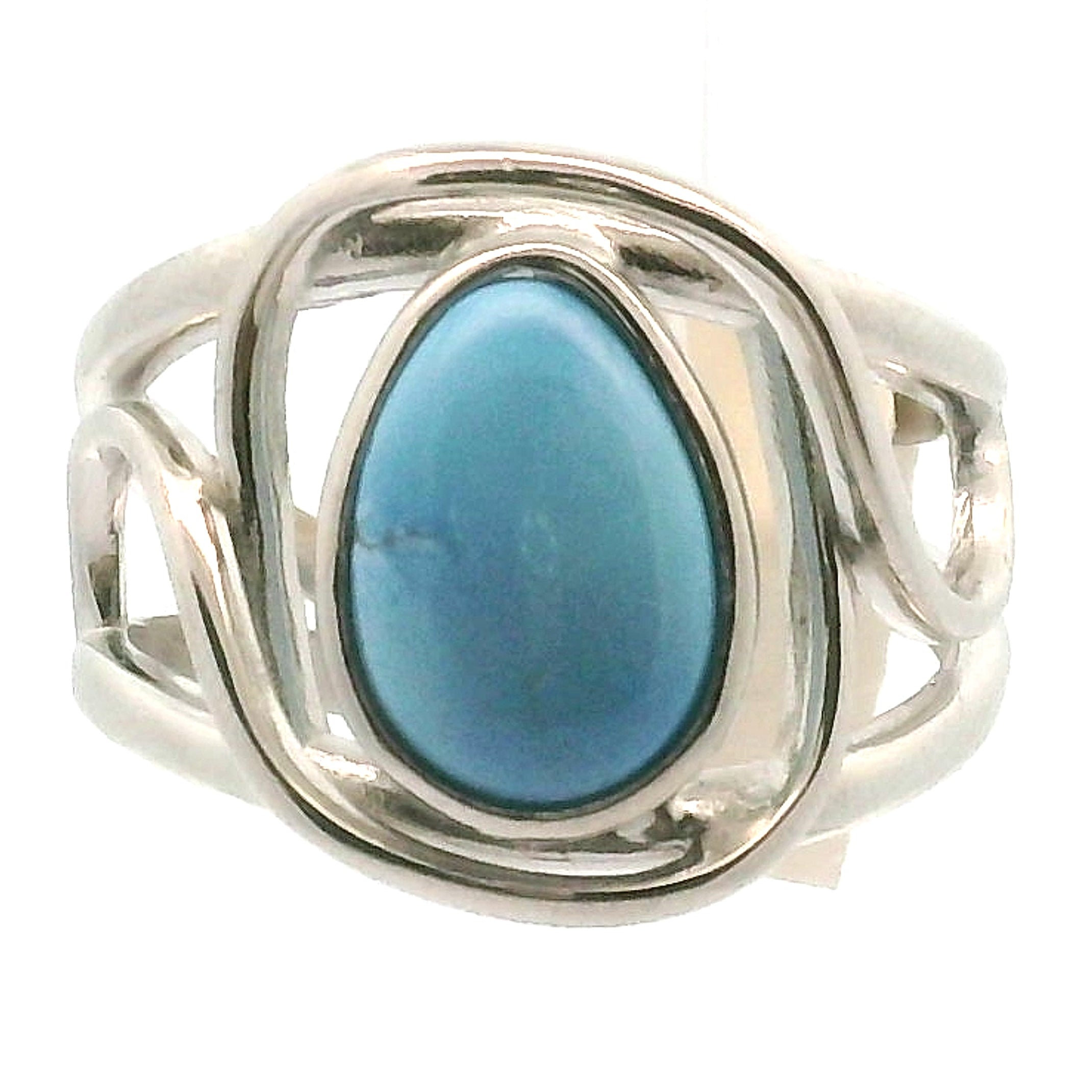 Golden Hill, Kazakhstan Turquoise Cuff Ring for Good Luck, Prosperity and Protection