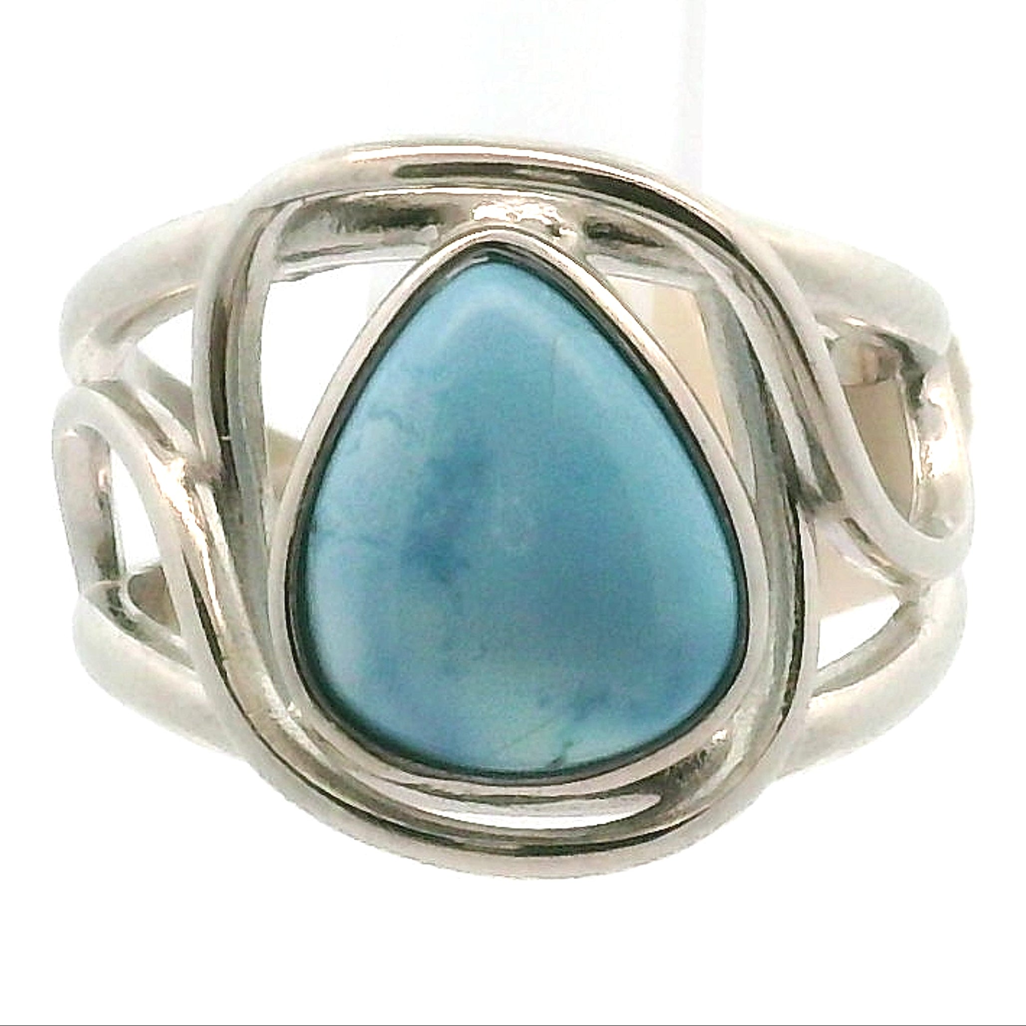 Golden Hill, Kazakhstan Turquoise Cuff Ring for Good Luck, Prosperity and Protection