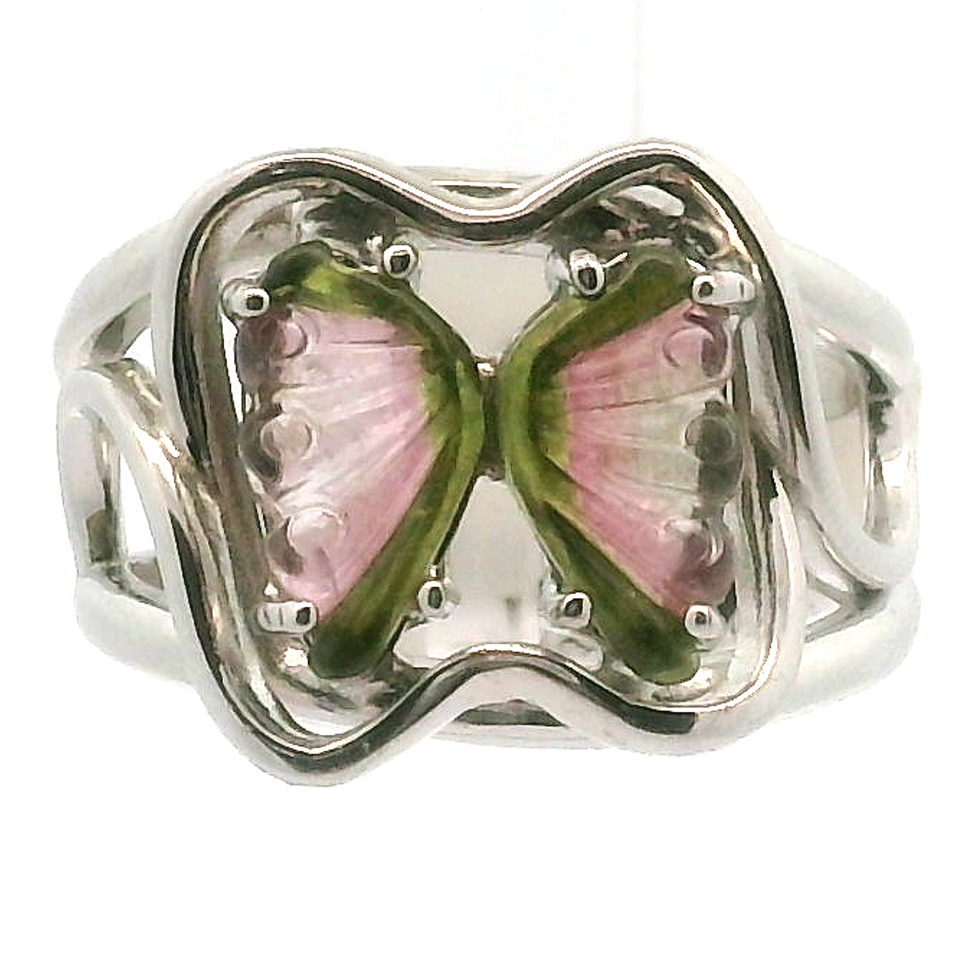 Tourmaline Cuff Ring .925 Silver for Awareness, Communication and Meditation