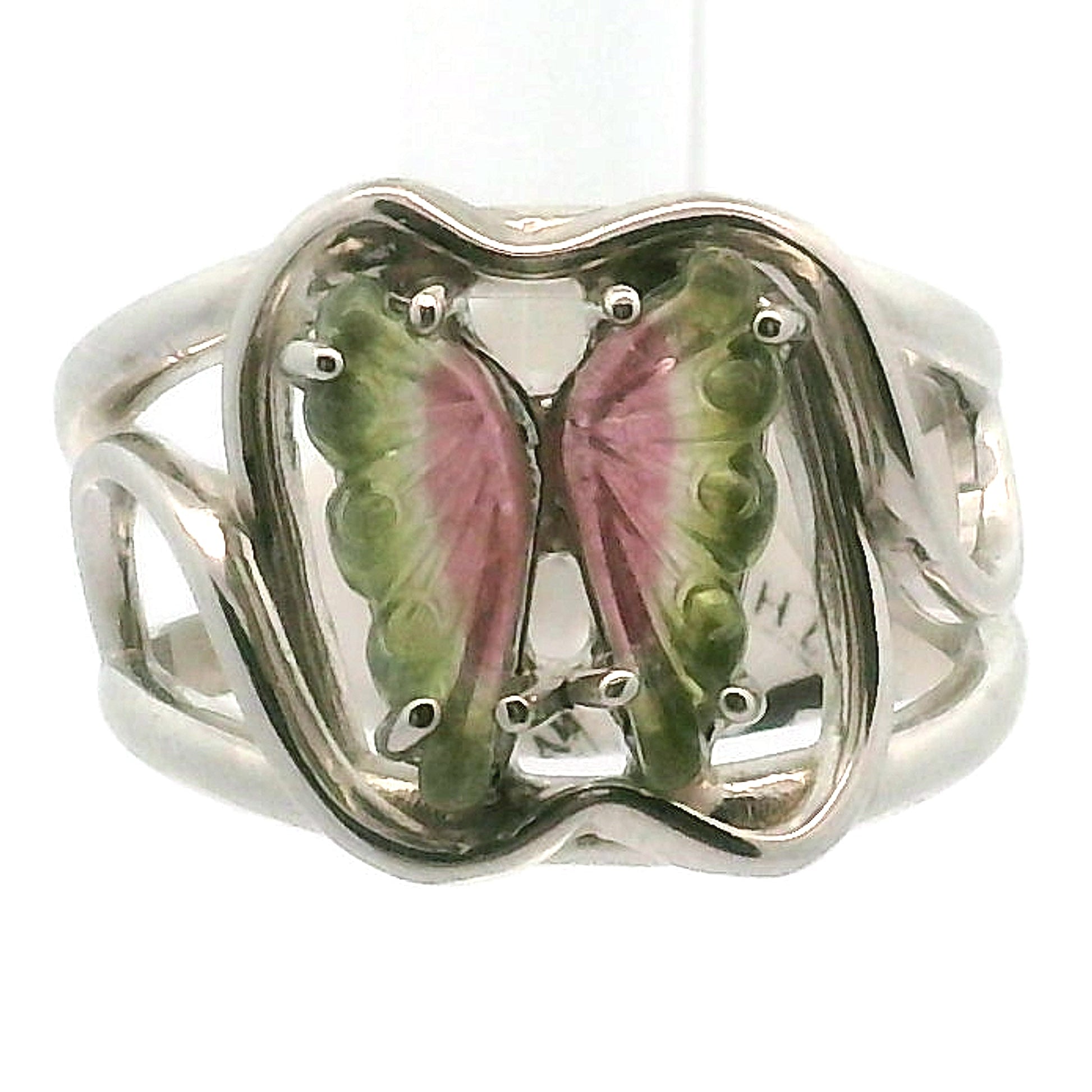 Tourmaline Cuff Ring .925 Silver for Awareness, Communication and Meditation