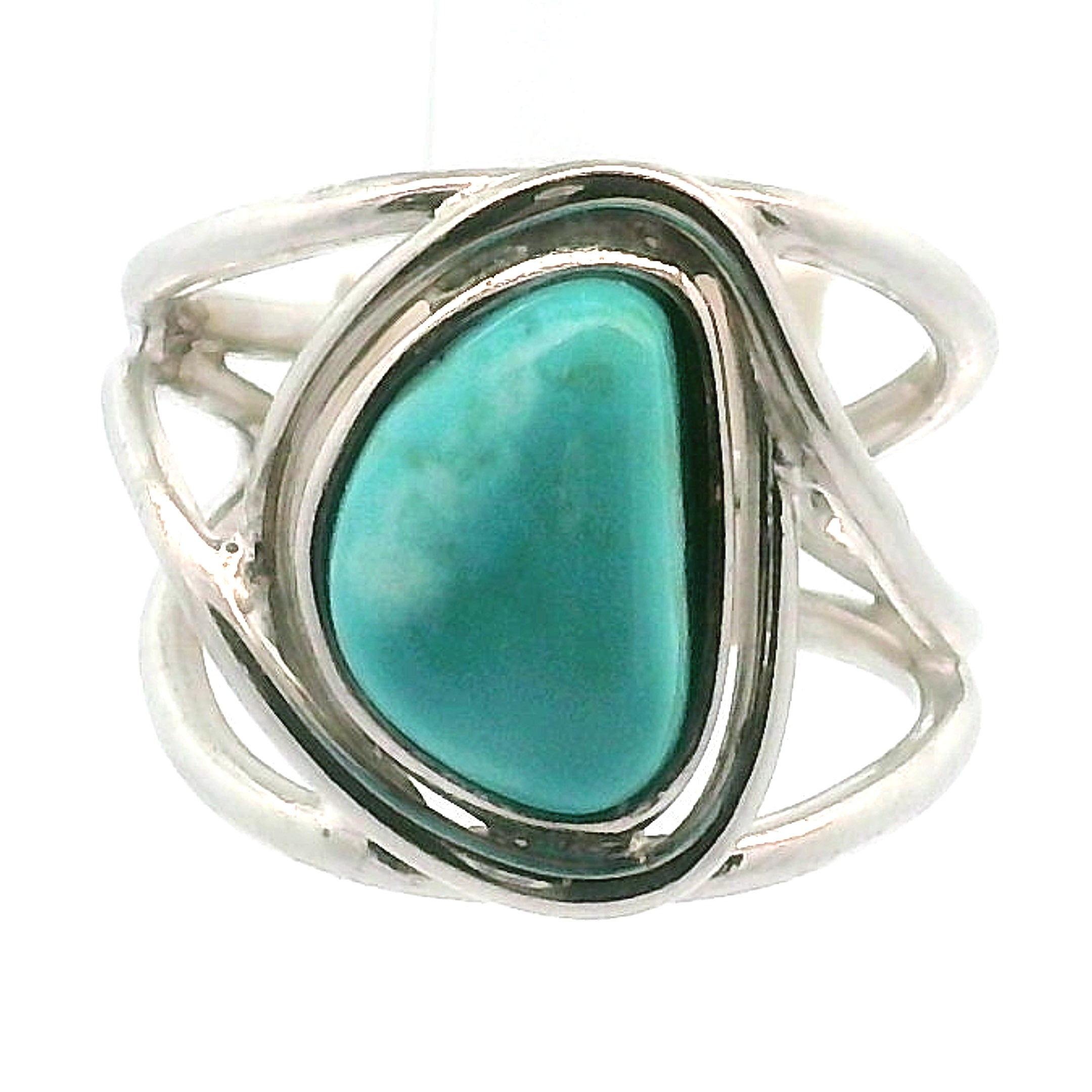 Blue Moon Turquoise Cuff Ring 925 Silver for Good Luck, Prosperity and Protection