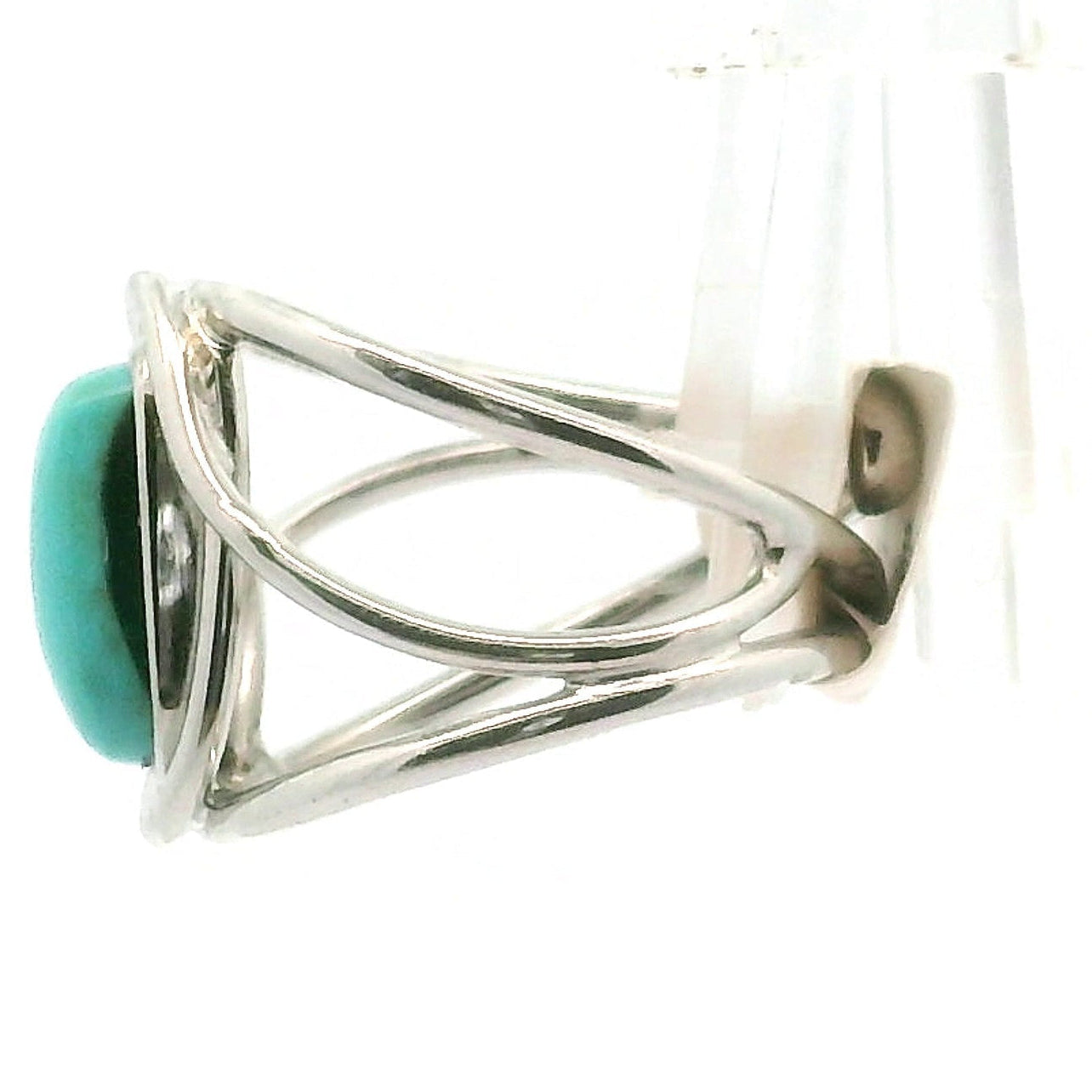 Blue Moon Turquoise Cuff Ring 925 Silver for Good Luck, Prosperity and Protection
