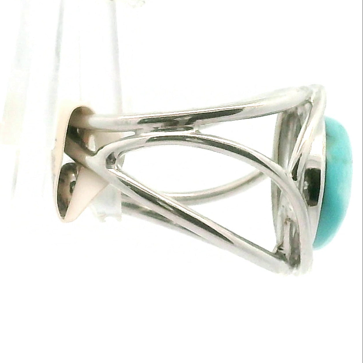 Blue Moon Turquoise Cuff Ring 925 Silver for Good Luck, Prosperity and Protection