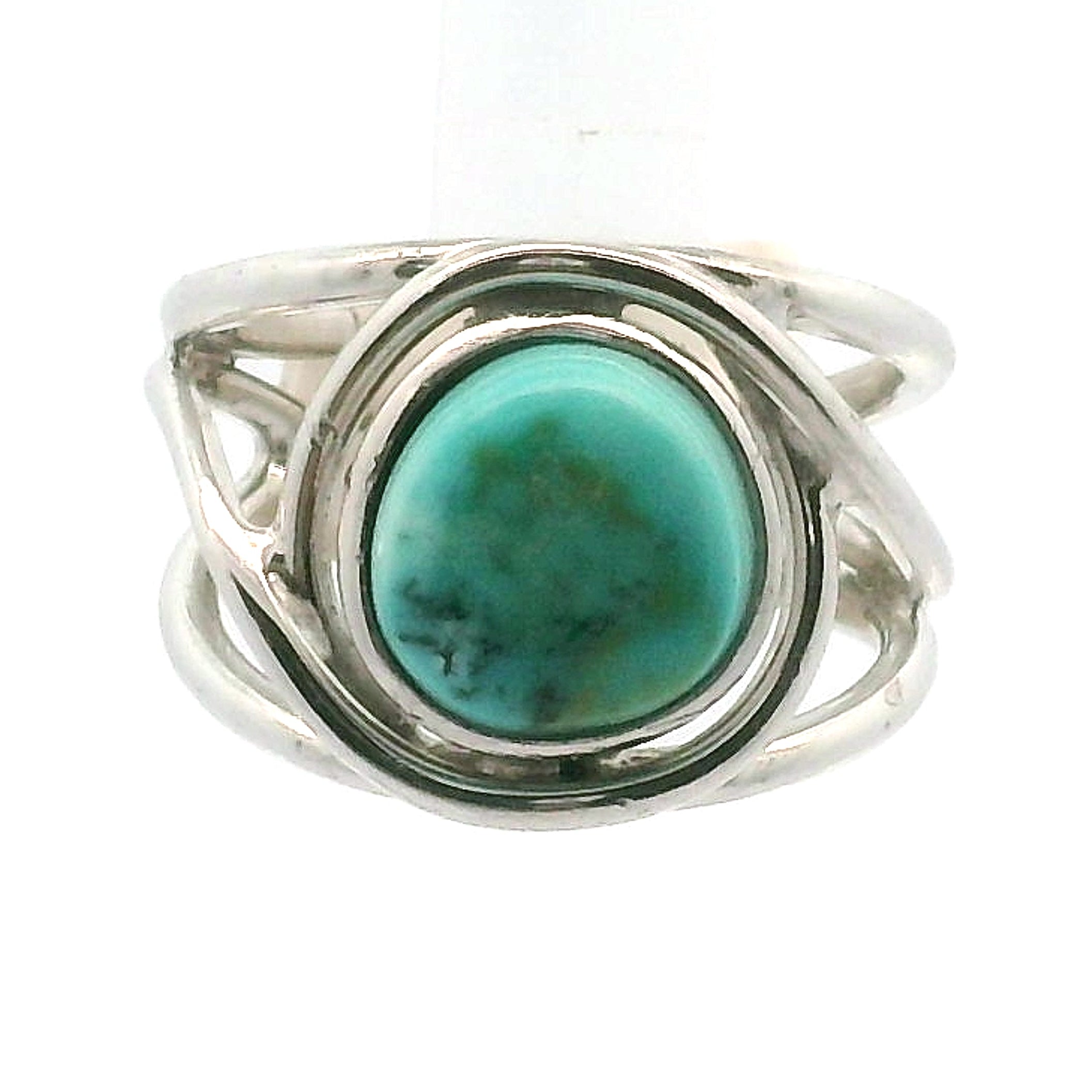 Blue Moon Turquoise Cuff Ring 925 Silver for Good Luck, Prosperity and Protection