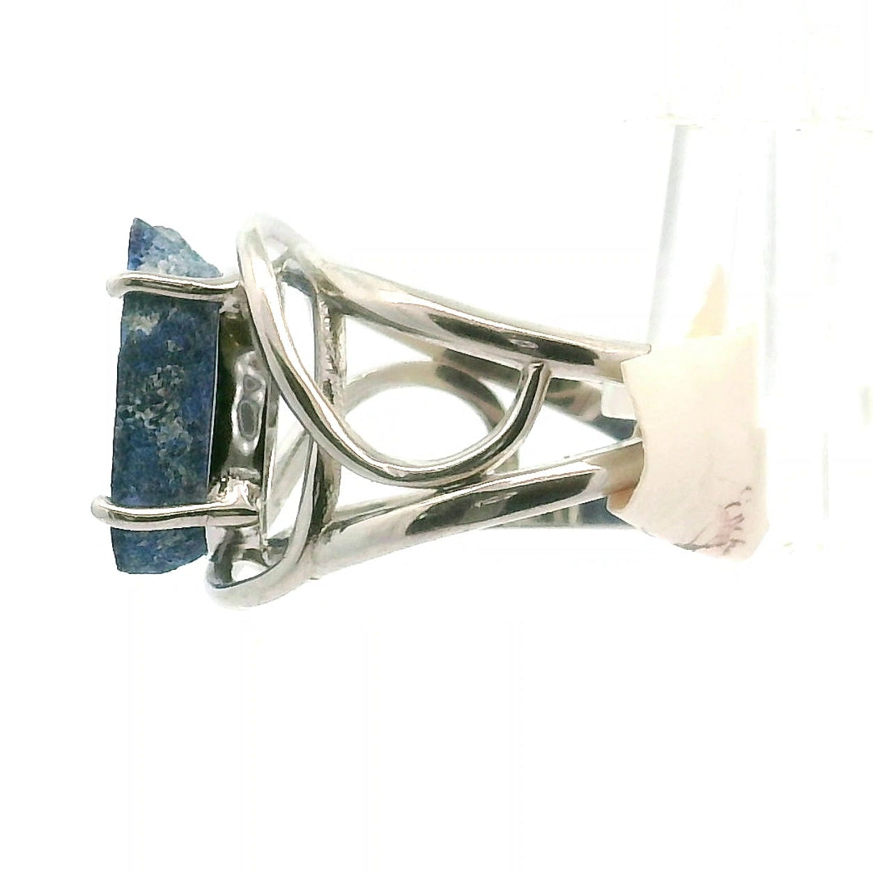 Azurite Geode Cuff Ring .925 Silver for Embracing Divine Feminine Power and Healing