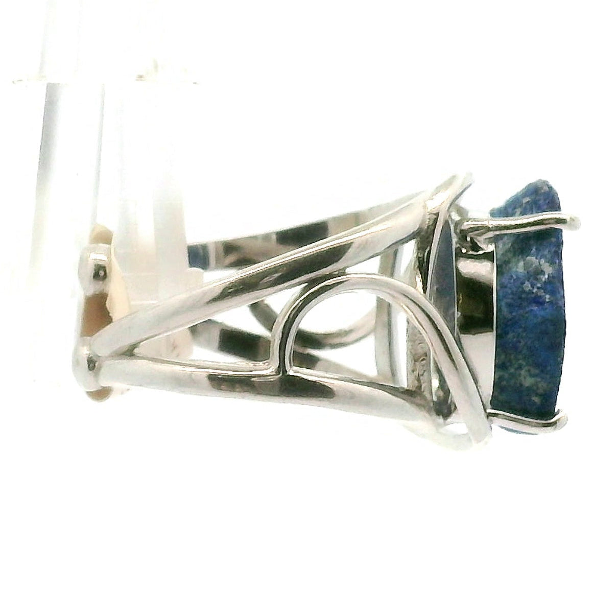 Azurite Geode Cuff Ring .925 Silver for Embracing Divine Feminine Power and Healing