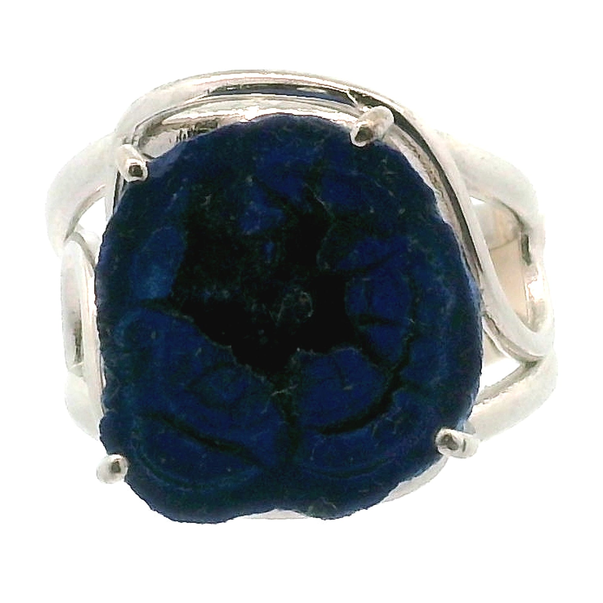 Azurite Geode Cuff Ring .925 Silver for Embracing Divine Feminine Power and Healing