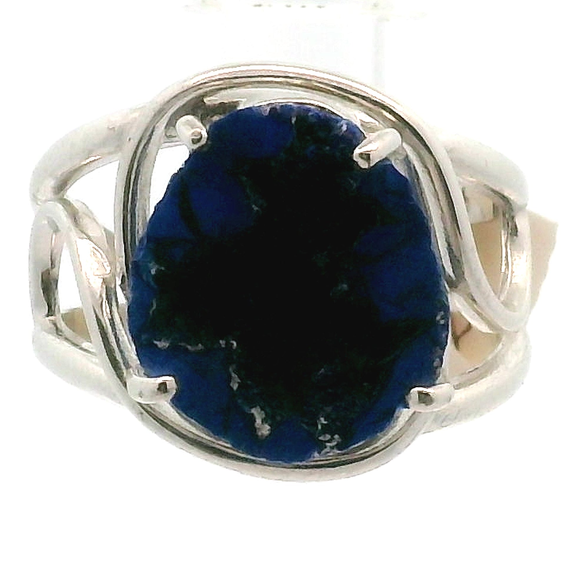 Azurite Geode Cuff Ring .925 Silver for Embracing Divine Feminine Power and Healing