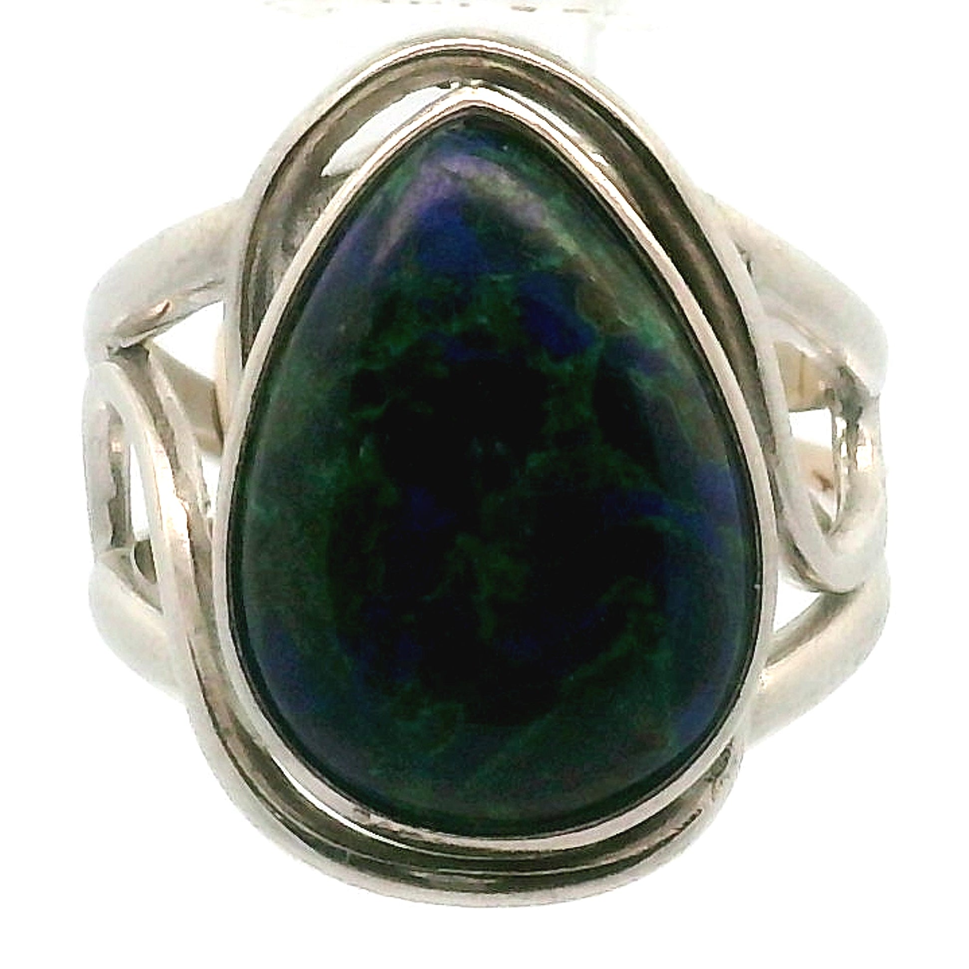Azurite with Malachite Cuff Ring .925 Silver for Embracing Divine Feminine Power and Healing