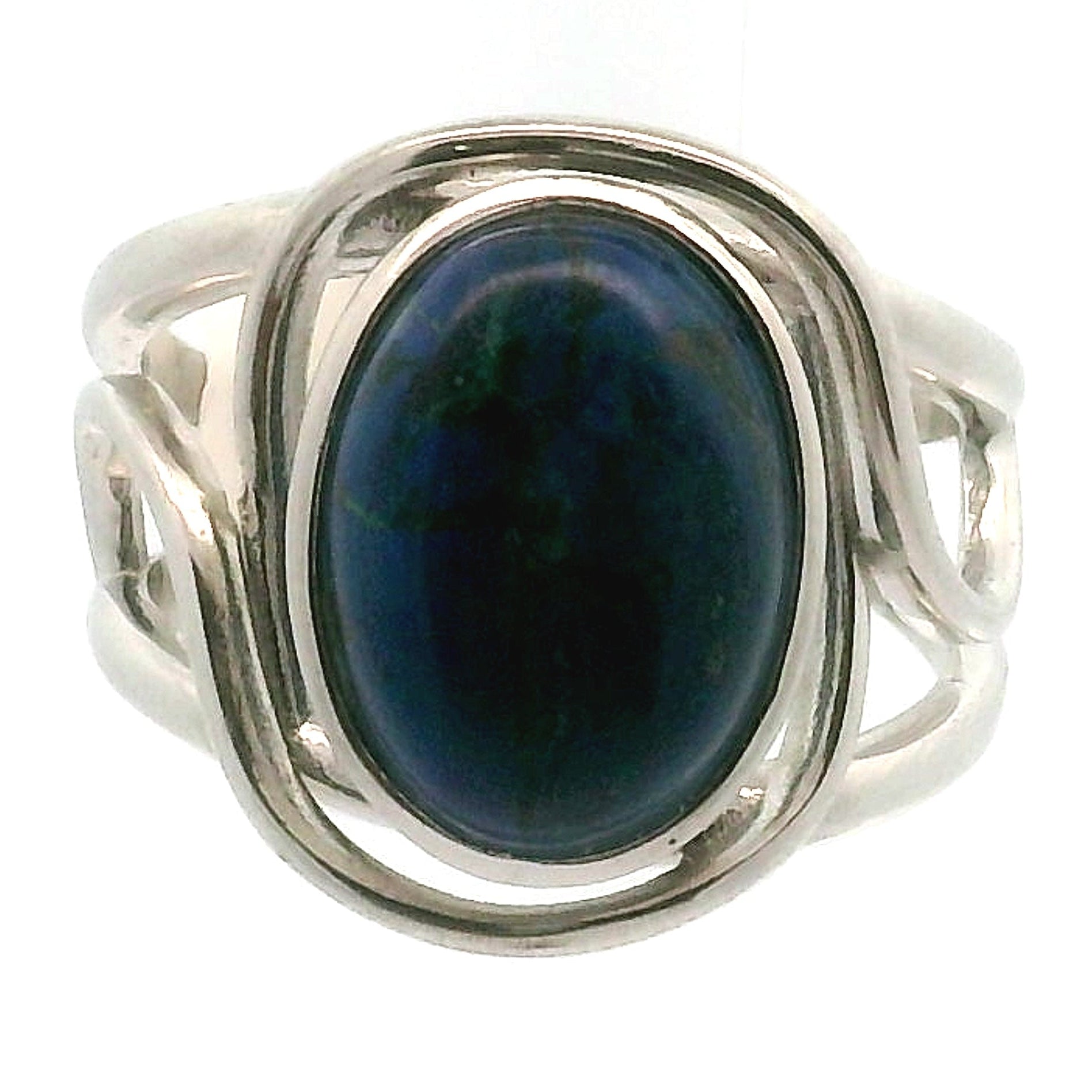 Azurite with Malachite Cuff Ring .925 Silver for Embracing Divine Feminine Power and Healing