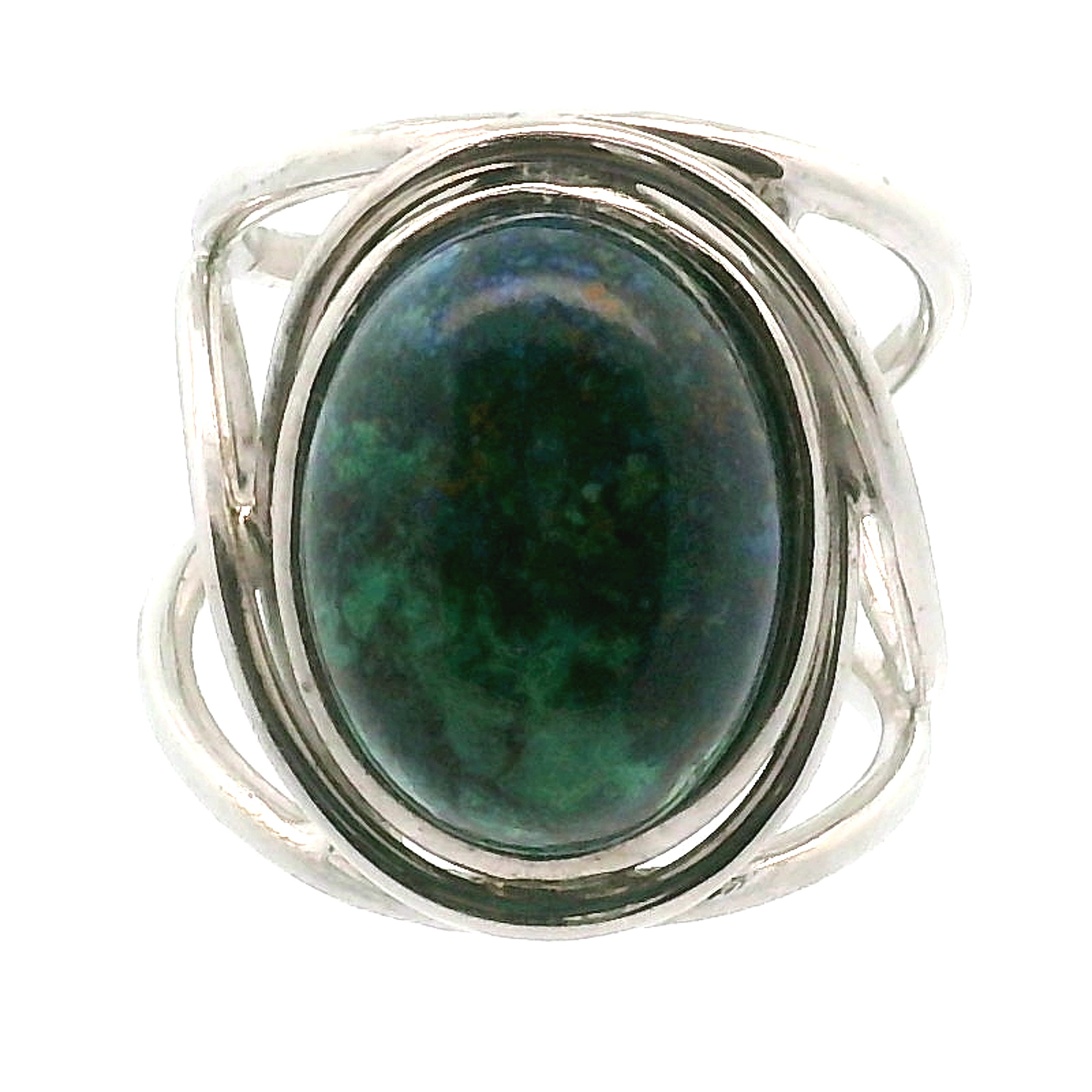 Azurite with Malachite Cuff Ring .925 Silver for Embracing Divine Feminine Power and Healing