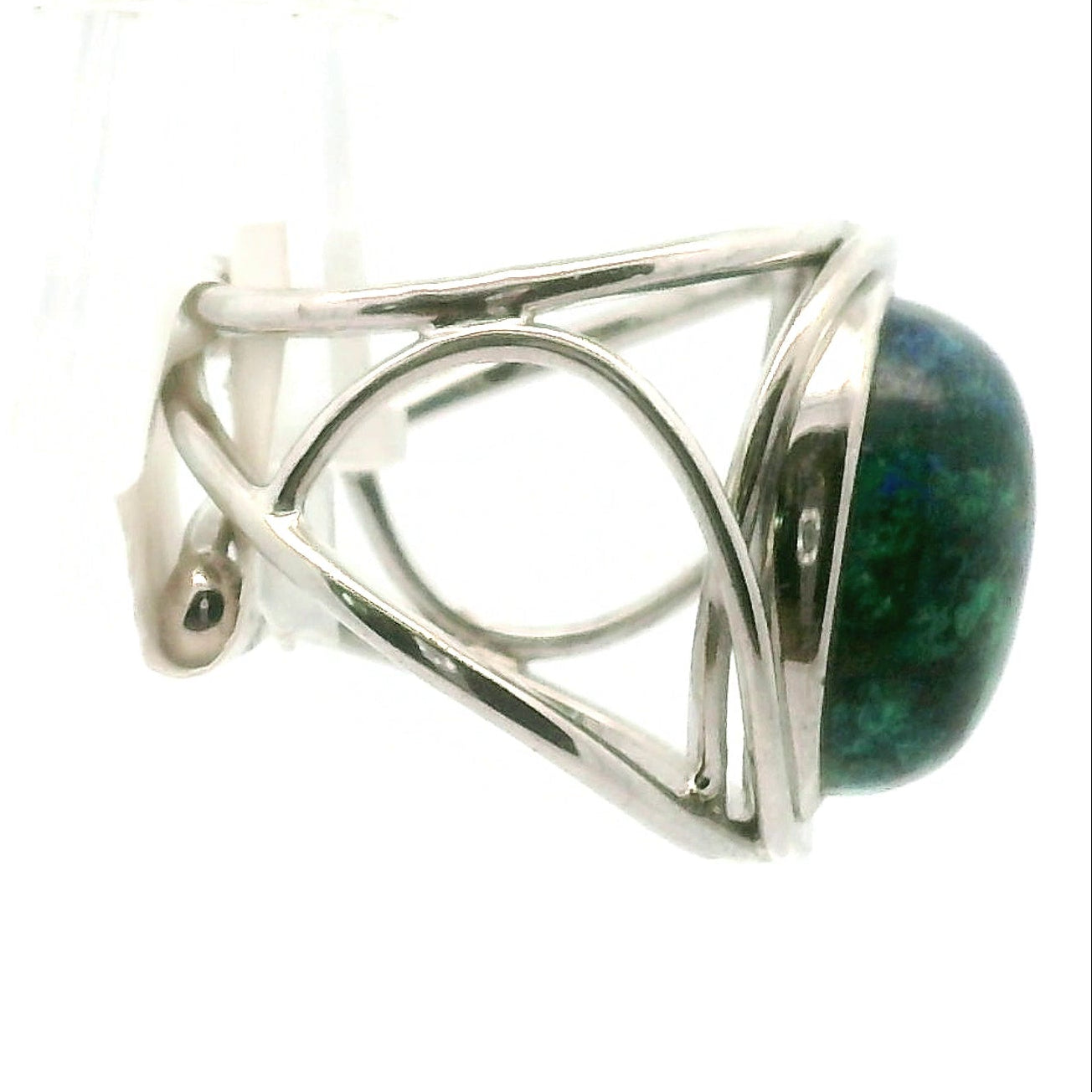 Azurite with Malachite Cuff Ring .925 Silver for Embracing Divine Feminine Power and Healing