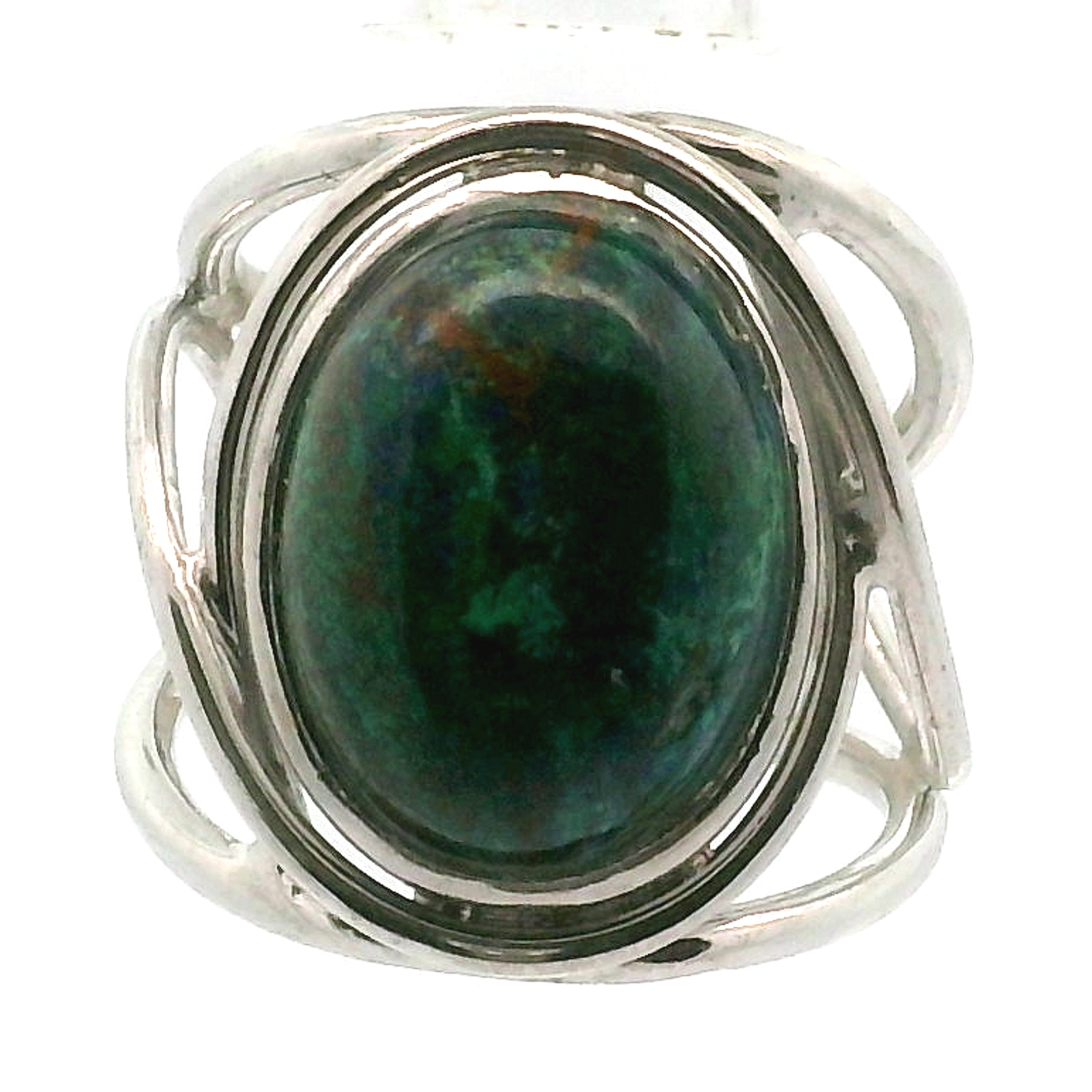 Azurite with Malachite Cuff Ring .925 Silver for Embracing Divine Feminine Power and Healing