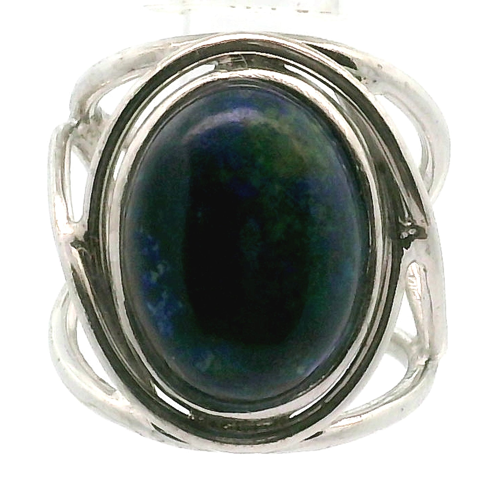 Azurite with Malachite Cuff Ring .925 Silver for Embracing Divine Feminine Power and Healing