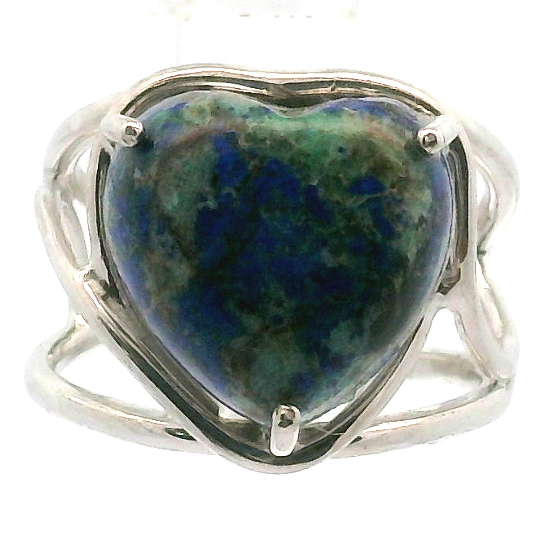 Azurite with Malachite Cuff Ring .925 Silver for Embracing Divine Feminine Power and Healing