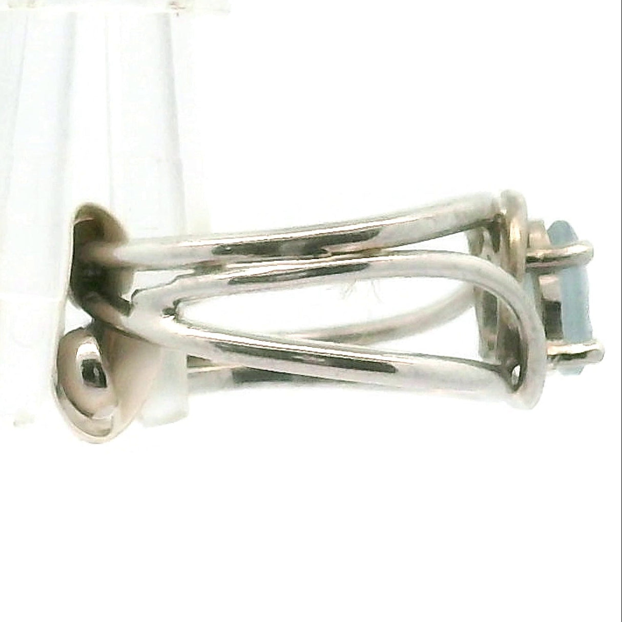 Lemurian Blue Calcite Midi Cuff Ring 925 Silver for Happiness, Healing and Peace