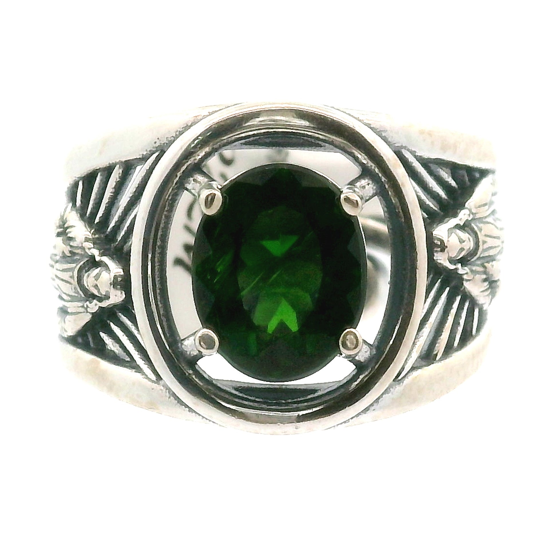 Chrome Diopside Jesus Cuff Ring .925 Silver for Embracing Love, Healing and Balance