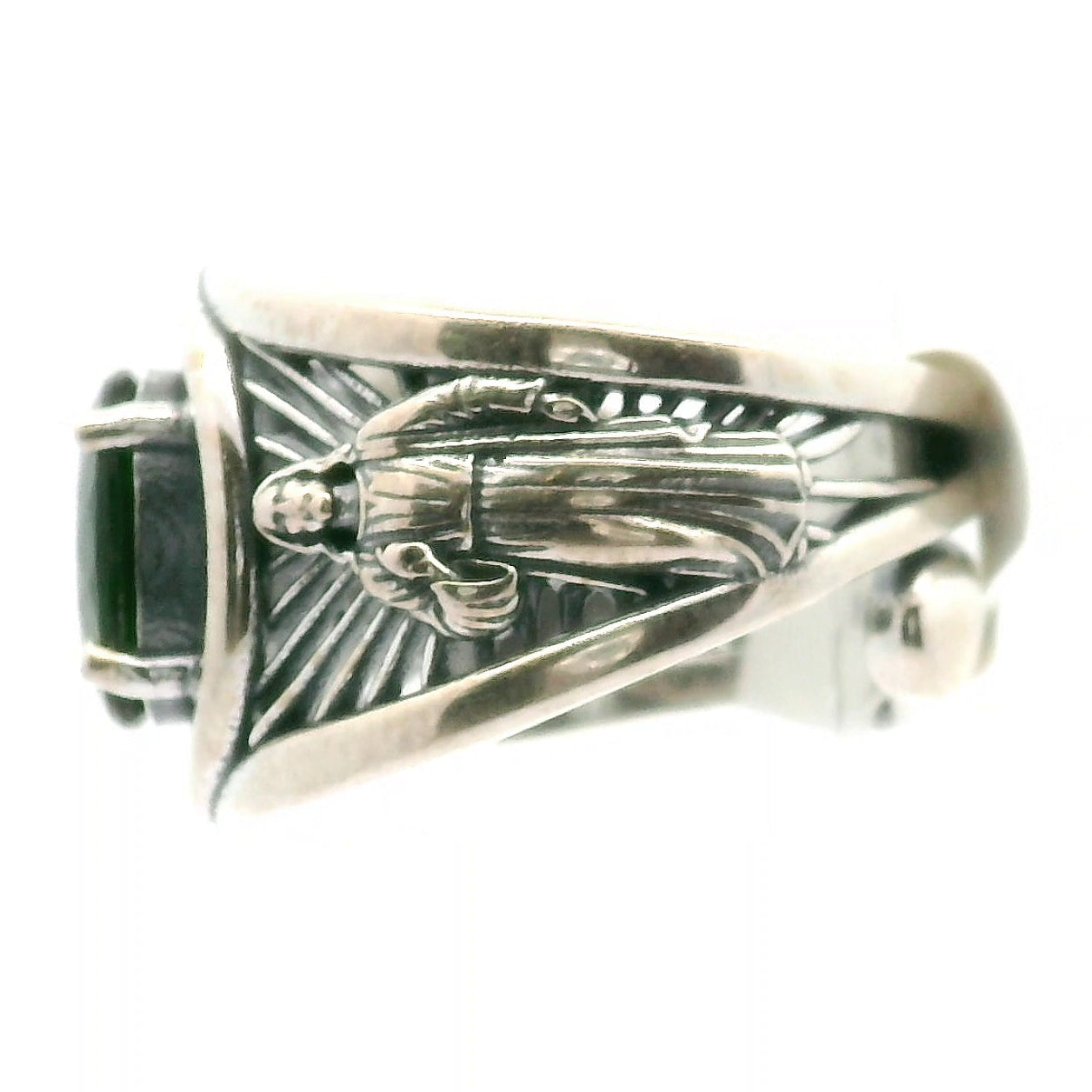 Chrome Diopside Jesus Cuff Ring .925 Silver for Embracing Love, Healing and Balance