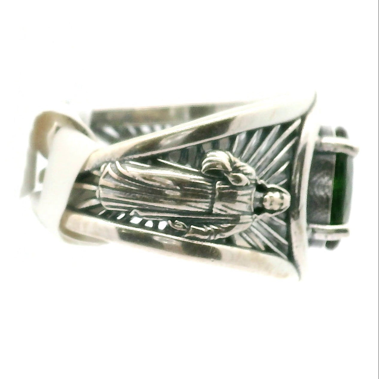 Chrome Diopside Jesus Cuff Ring .925 Silver for Embracing Love, Healing and Balance