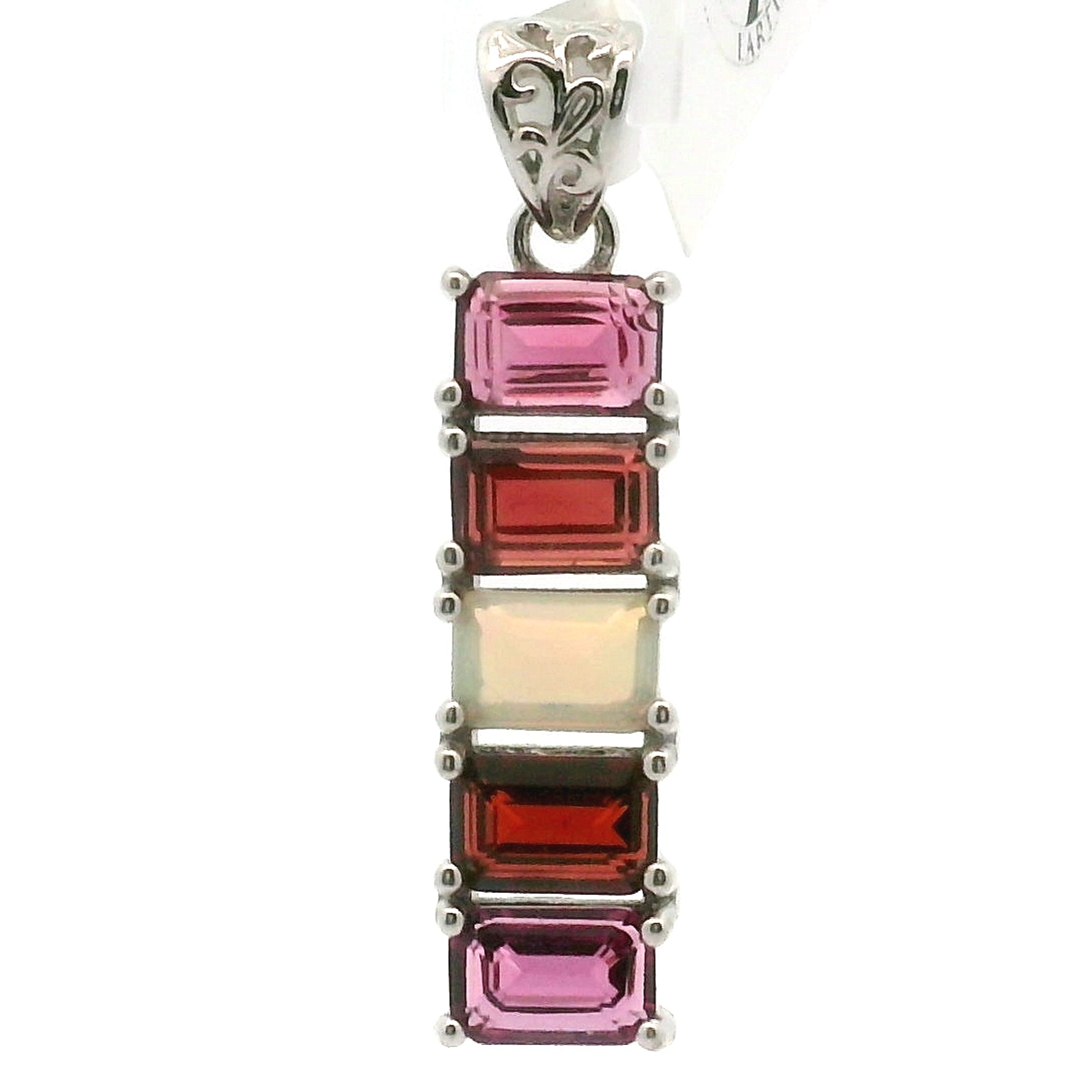 Multi Stone Emerald Cut Stacker Pendant .925 Silver for Healing, Intention Setting and Manifesting your Desires