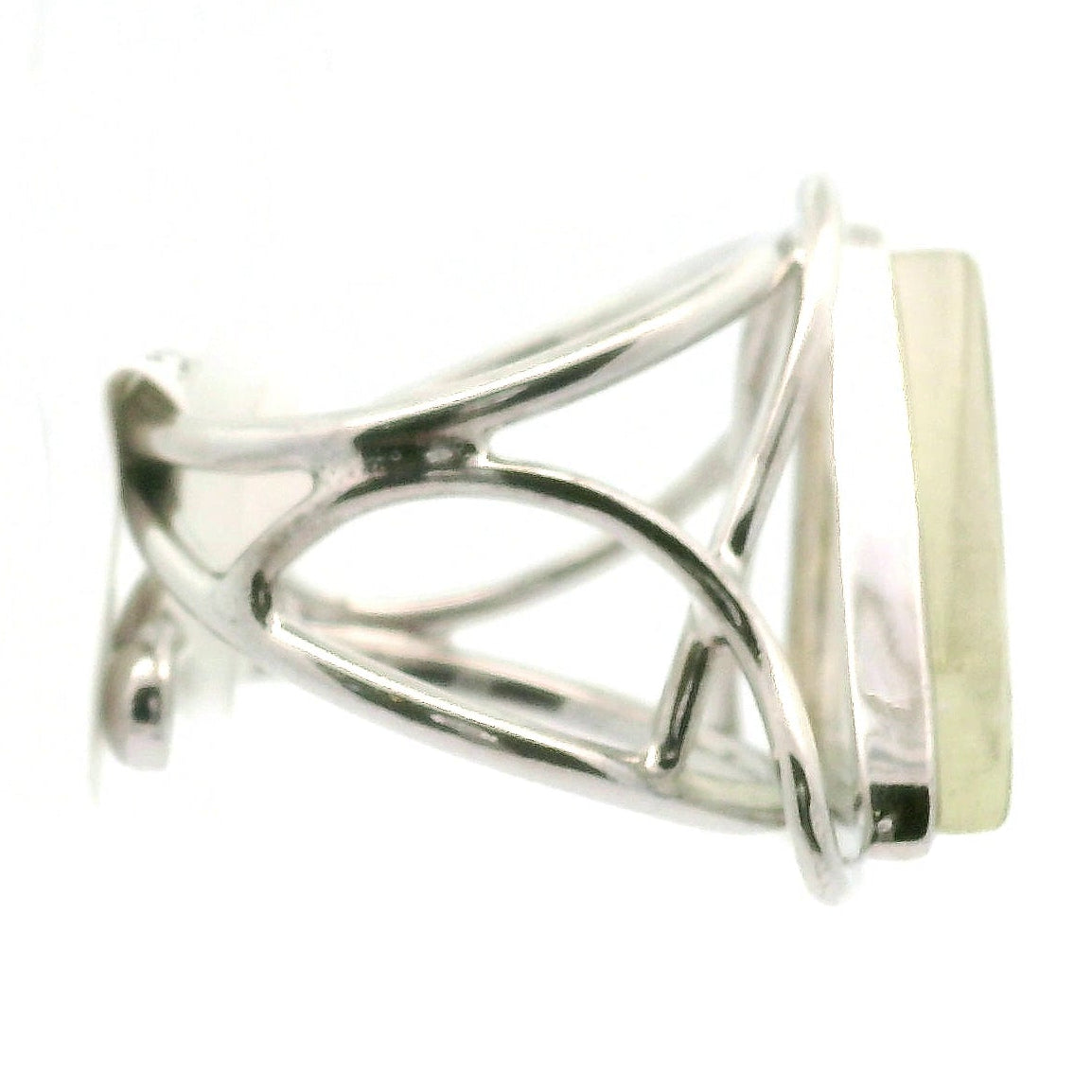 Libyan Desert Glass Engraved Eye of Ra Cuff Ring .925 Silver for Wisdom, and a Shield of Protection