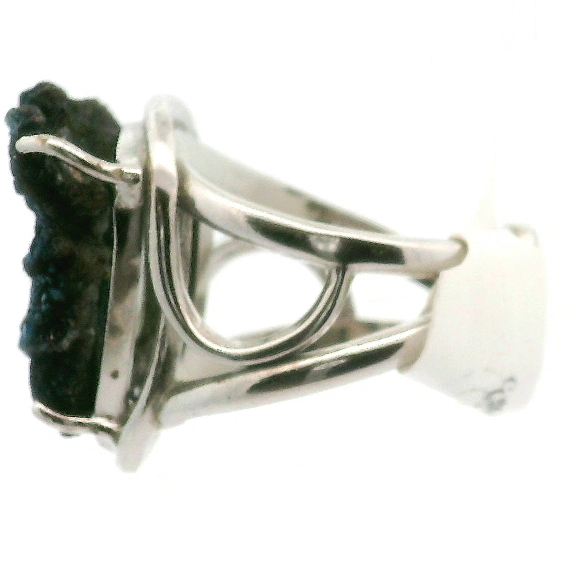Aura Druzy Cuff Ring .925 Silver for Peace and Soothing Stress