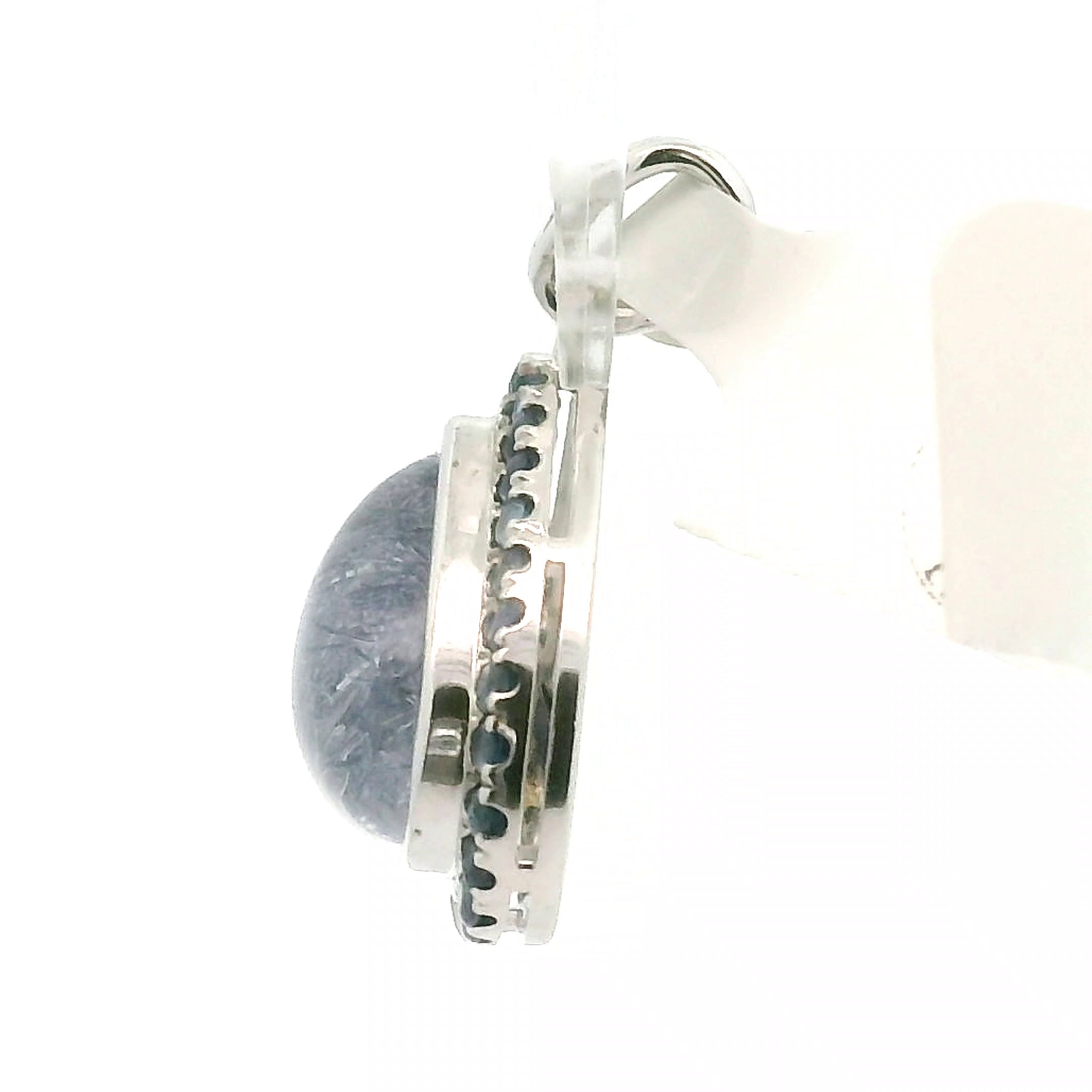 Dumortierite with Kyanite Pavé Pendant .925 Silver for Harmony, Empathy and Insights