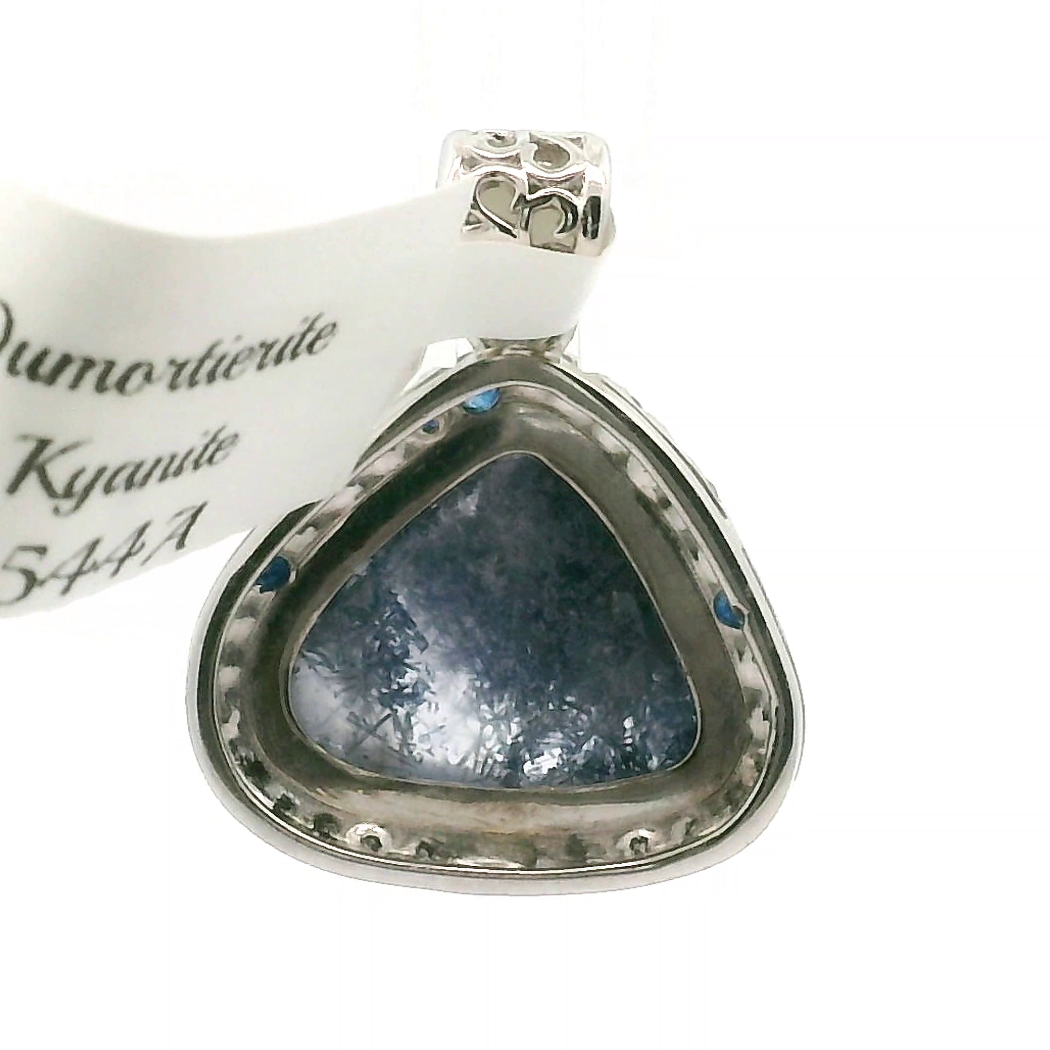 Dumortierite with Kyanite Pavé Pendant .925 Silver for Harmony, Empathy and Insights