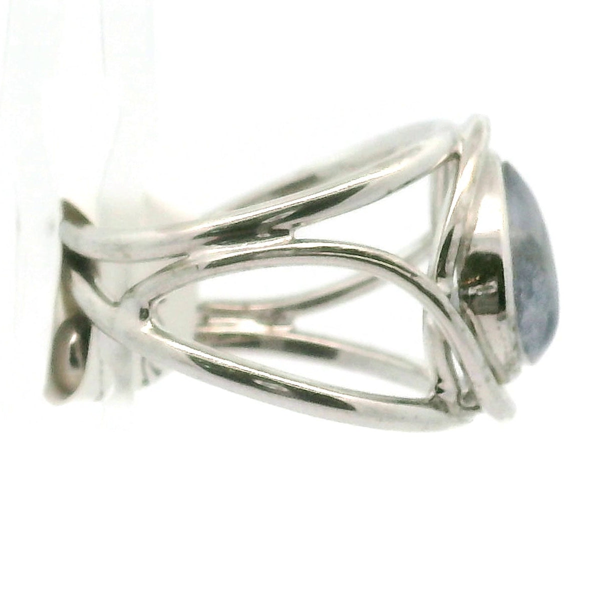 Dumortierite in Quartz Cuff Ring .925 Silver for Hope, Improving Memory and New Ideas