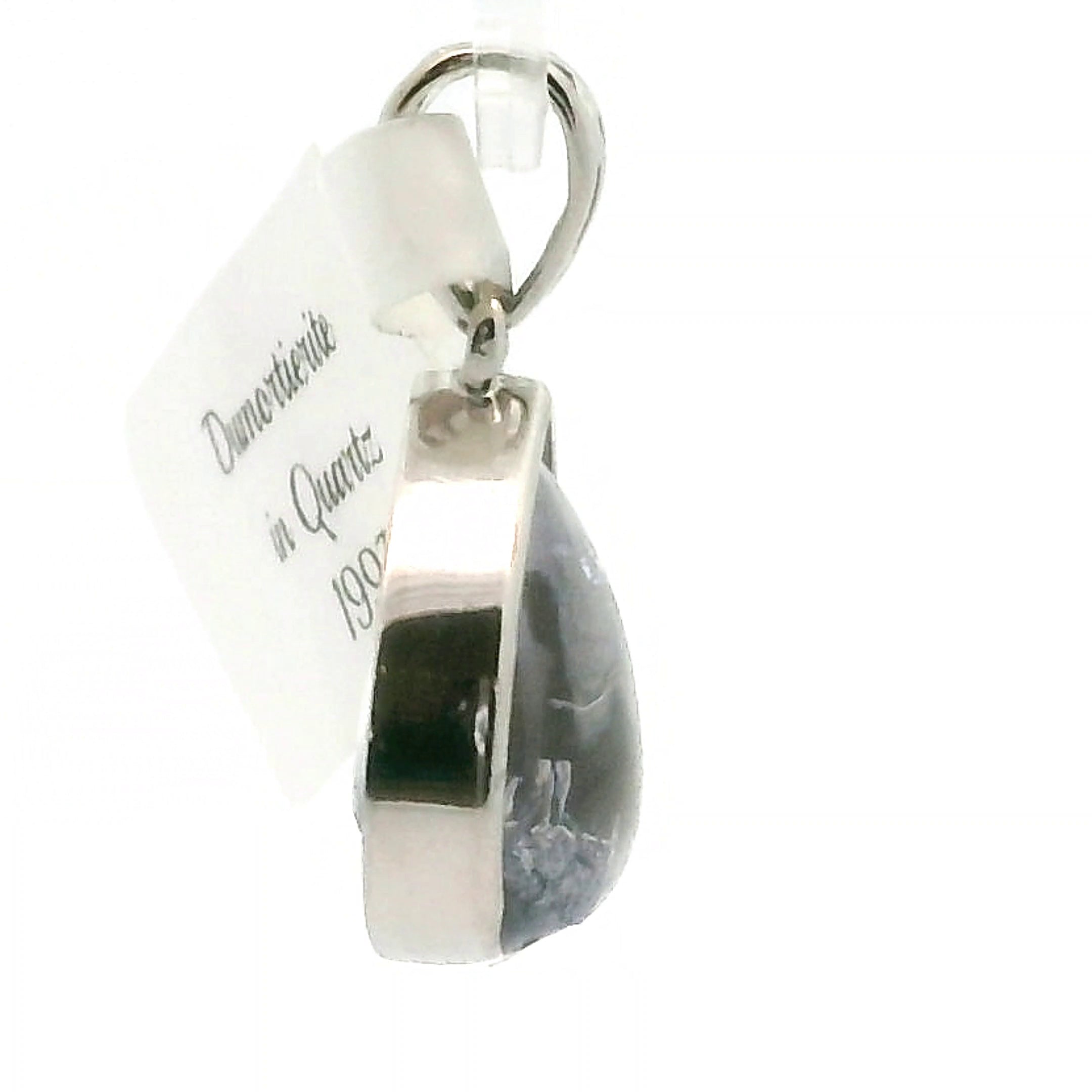 Dumortierite in Quartz Pendant .925 Silver for Hope, Improving Memory and New Ideas
