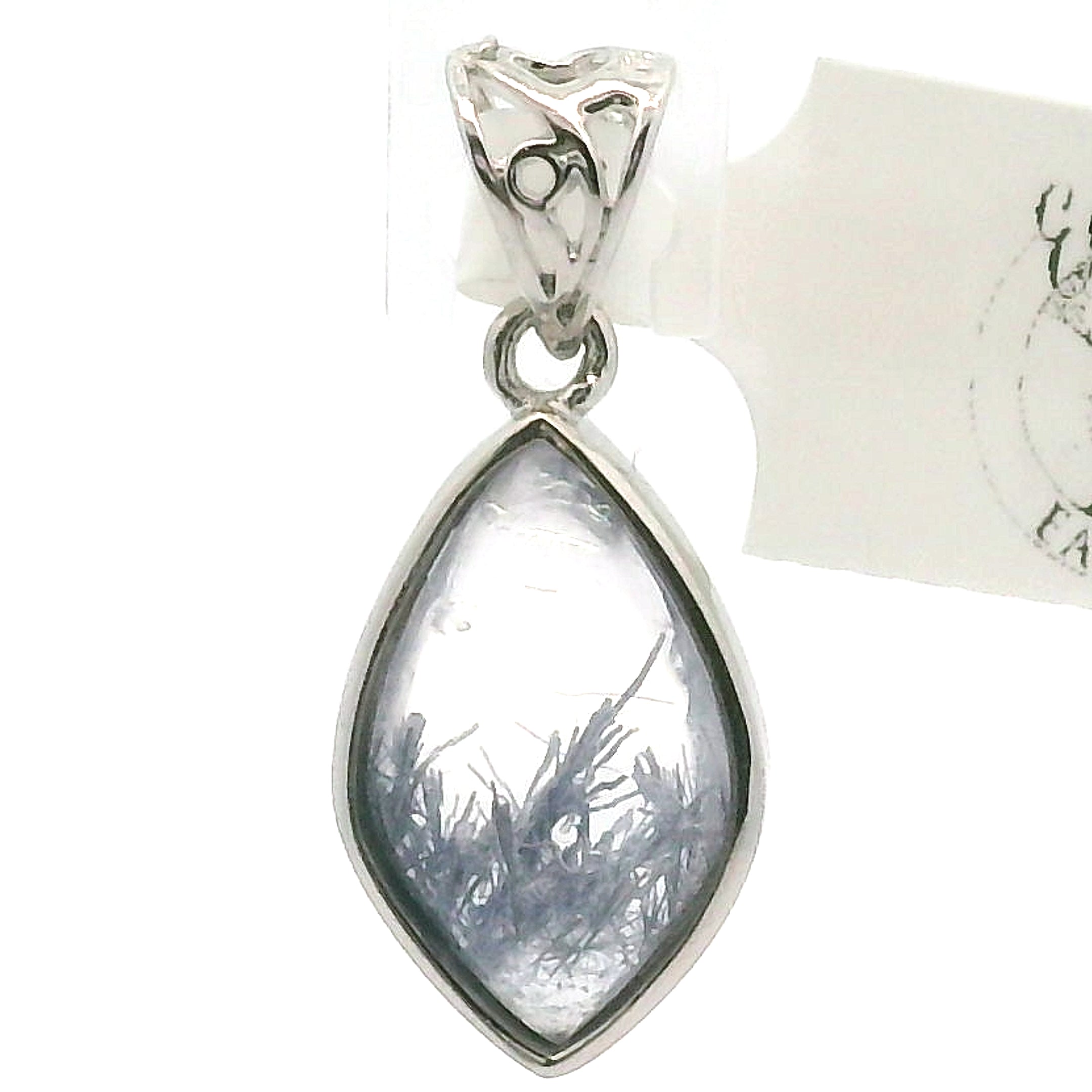 Dumortierite in Quartz Pendant .925 Silver for Hope, Improving Memory and New Ideas