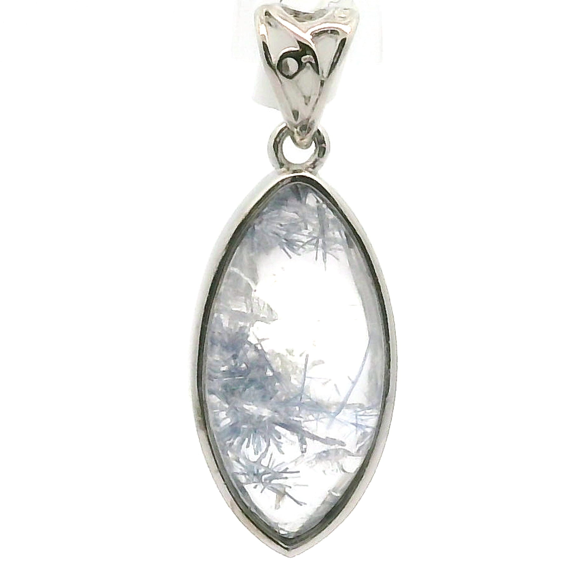 Dumortierite in Quartz Pendant .925 Silver for Hope, Improving Memory and New Ideas