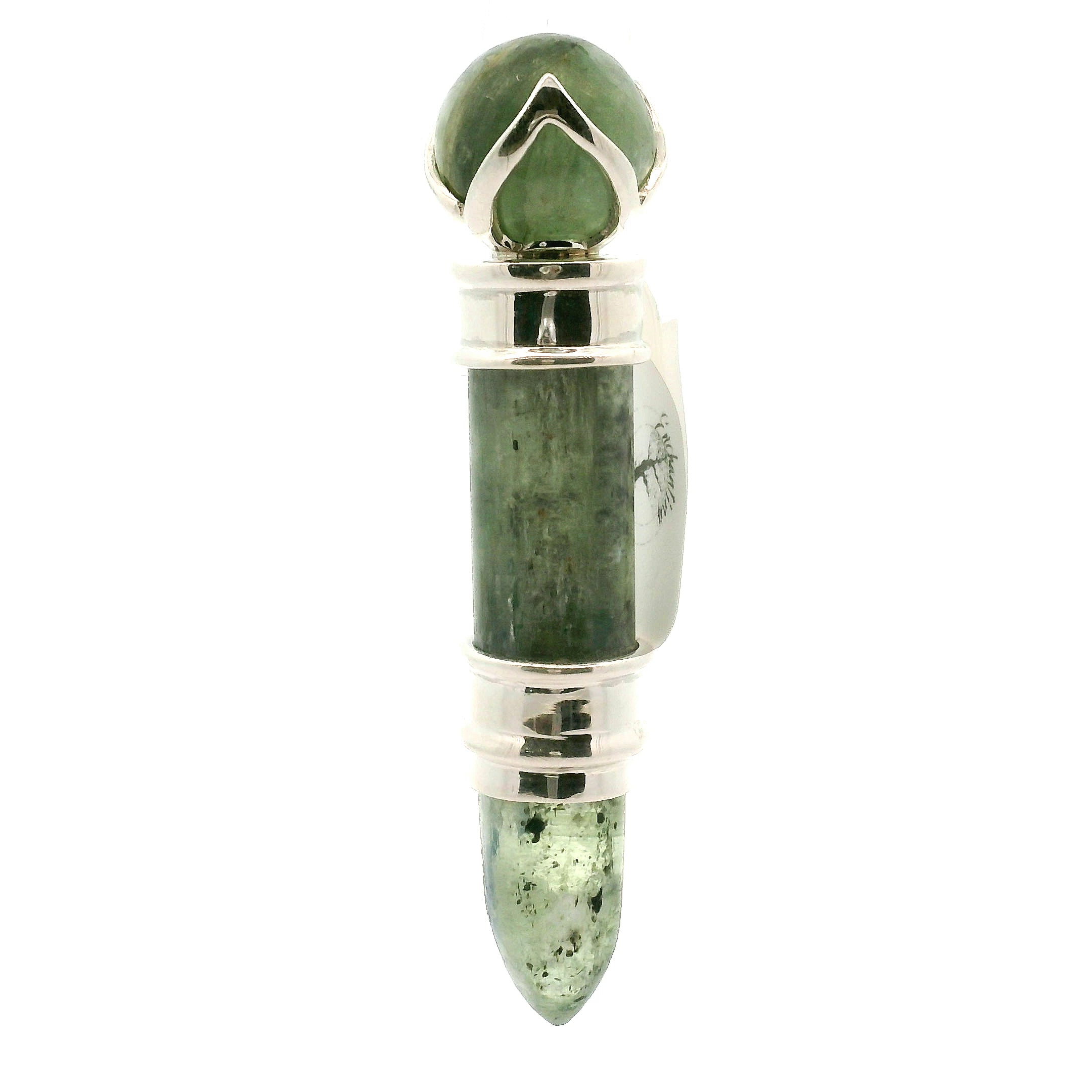 Green Kyanite Wandlet .925 Silver for Aura Cleansing and Harmonizing