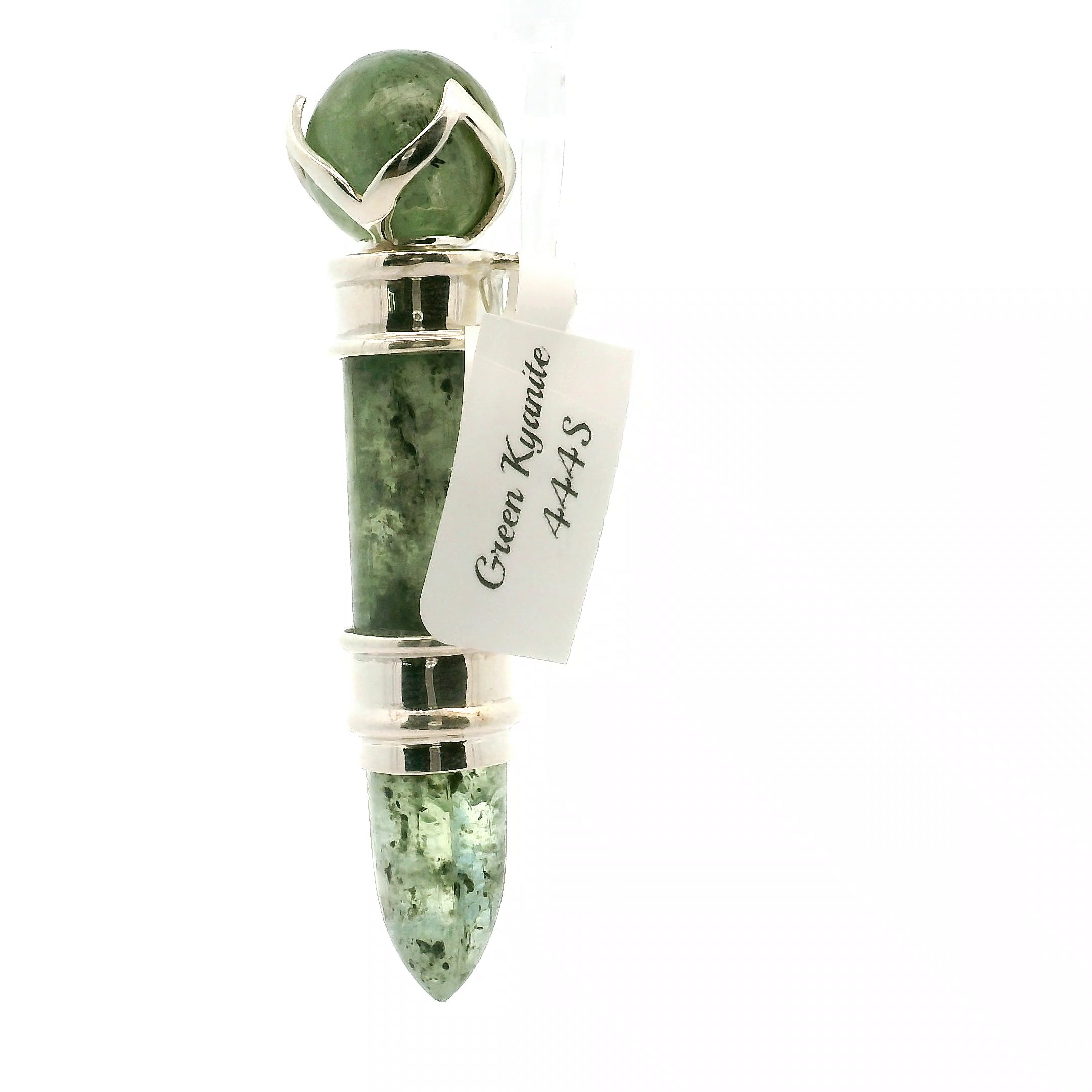 Green Kyanite Wandlet .925 Silver for Aura Cleansing and Harmonizing