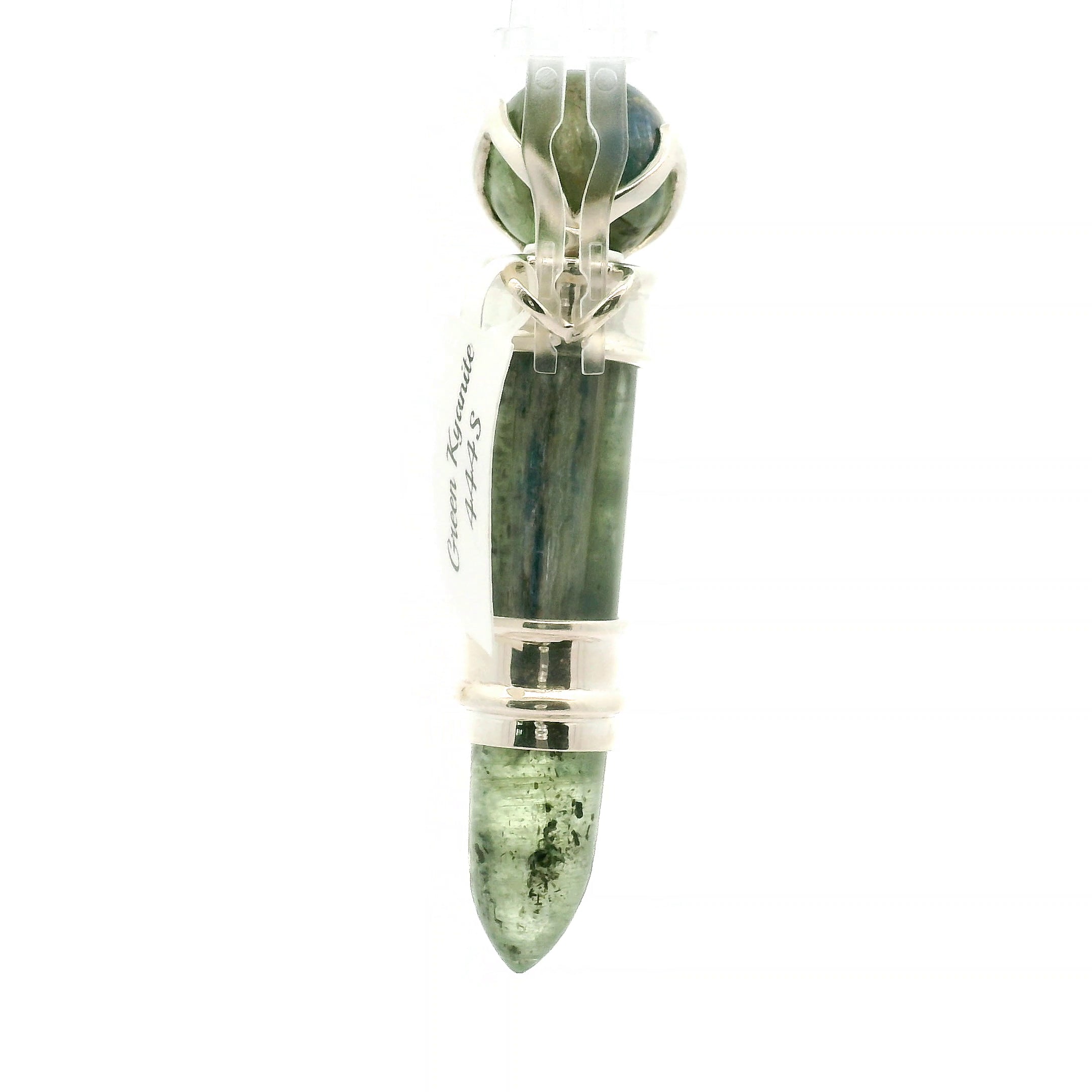 Green Kyanite Wandlet .925 Silver for Aura Cleansing and Harmonizing