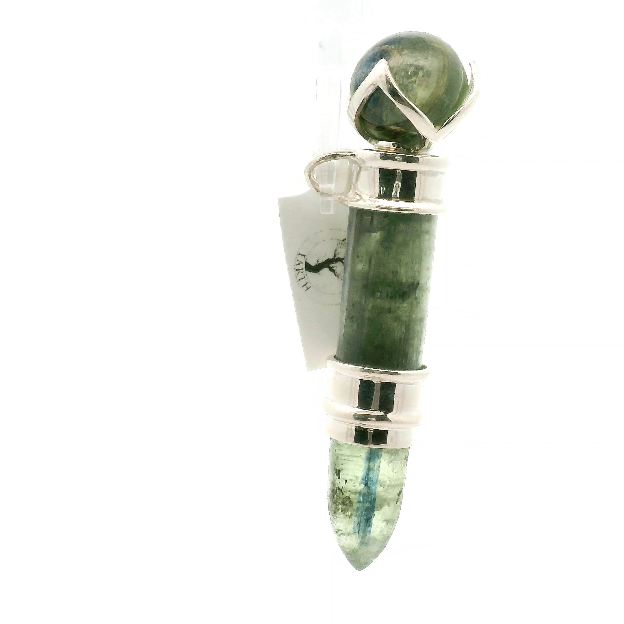 Green Kyanite Wandlet .925 Silver for Aura Cleansing and Harmonizing