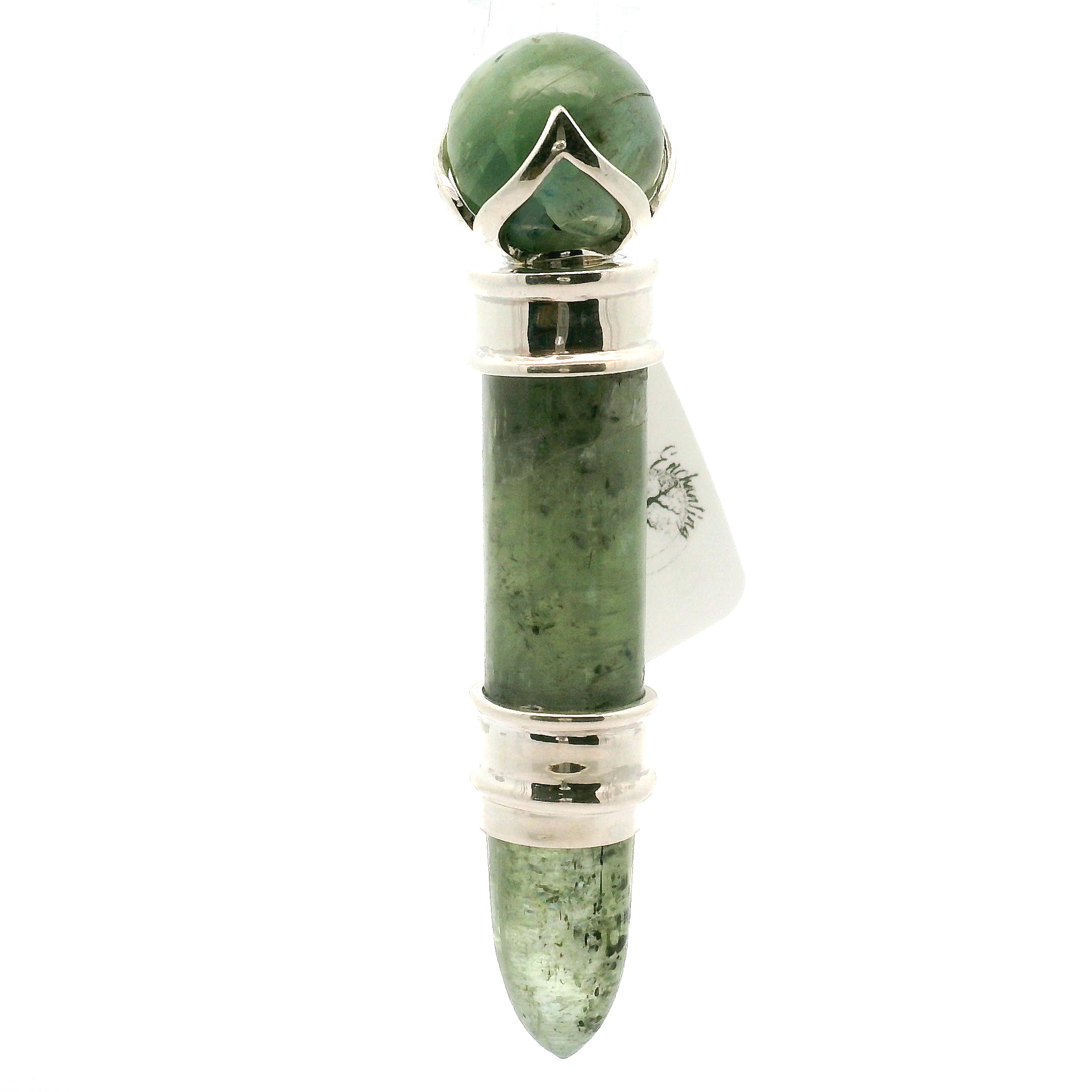 Green Kyanite Wandlet .925 Silver for Aura Cleansing and Harmonizing