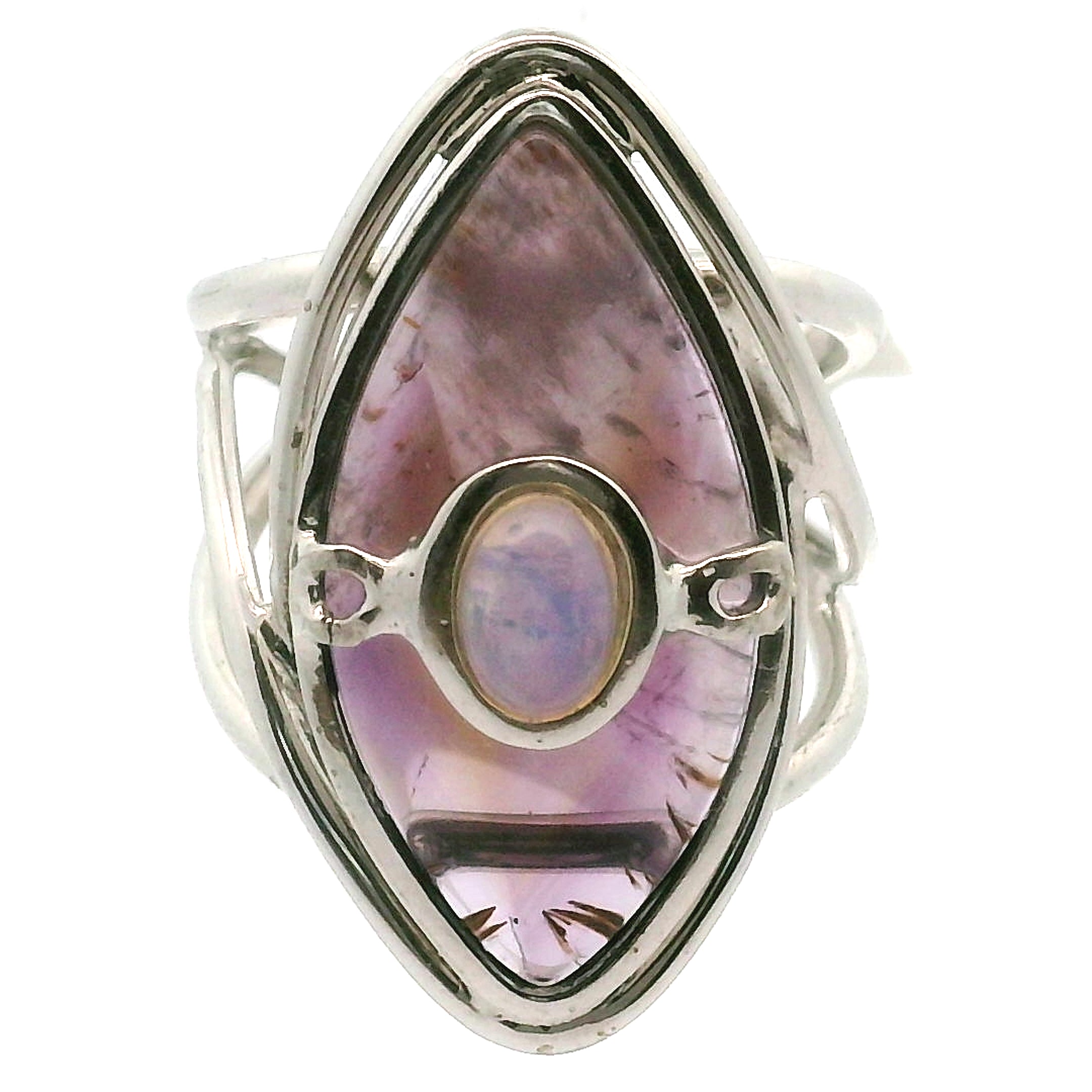 Super 7 with Opal Cuff Ring .925 Silver for Creating Your Dream Life and Angelic Guidance