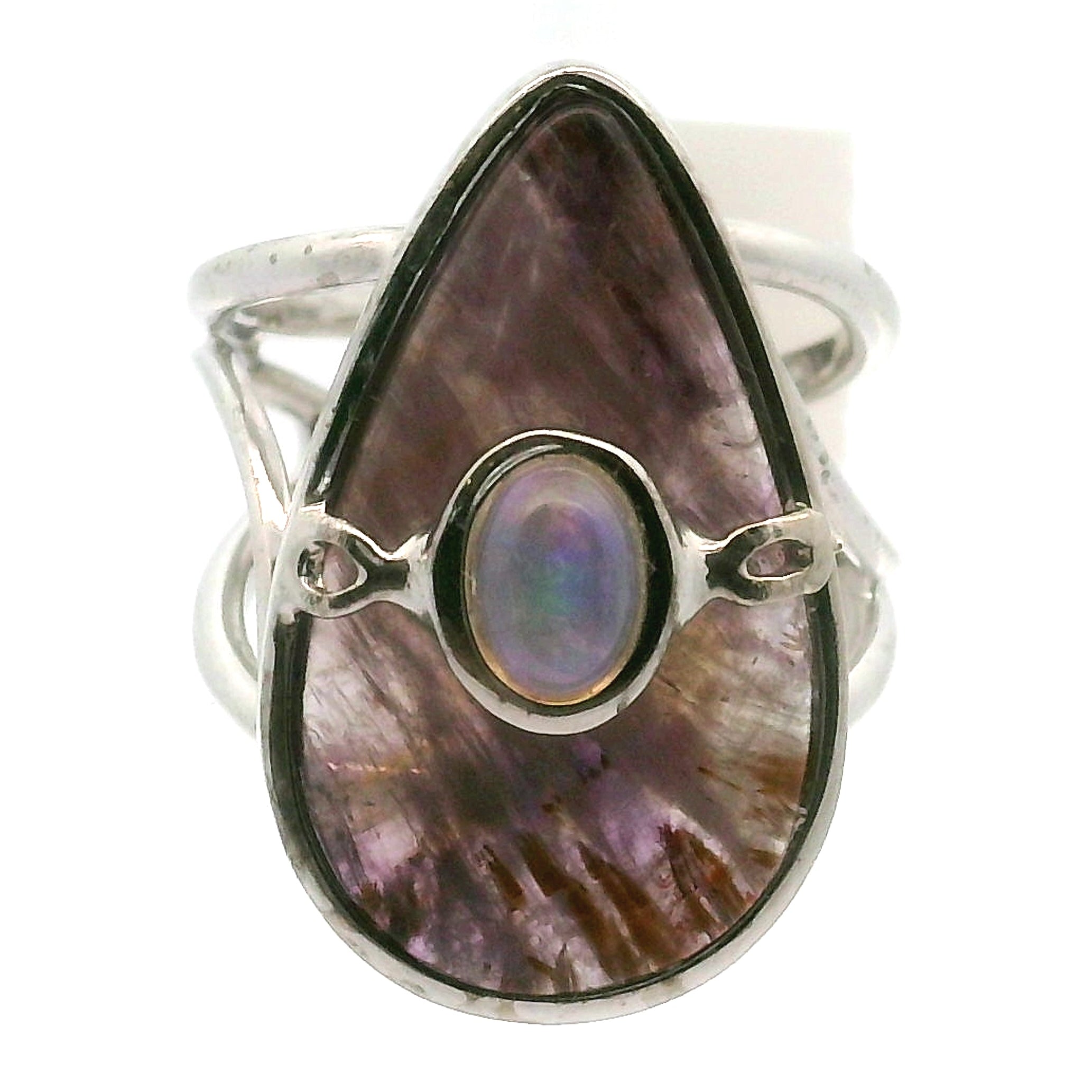 Super 7 with Opal Cuff Ring .925 Silver for Creating Your Dream Life and Angelic Guidance