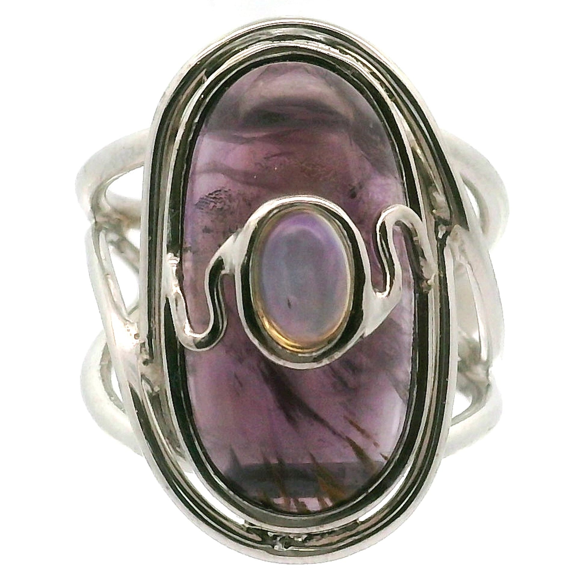 Super 7 with Opal Cuff Ring .925 Silver for Creating Your Dream Life and Angelic Guidance