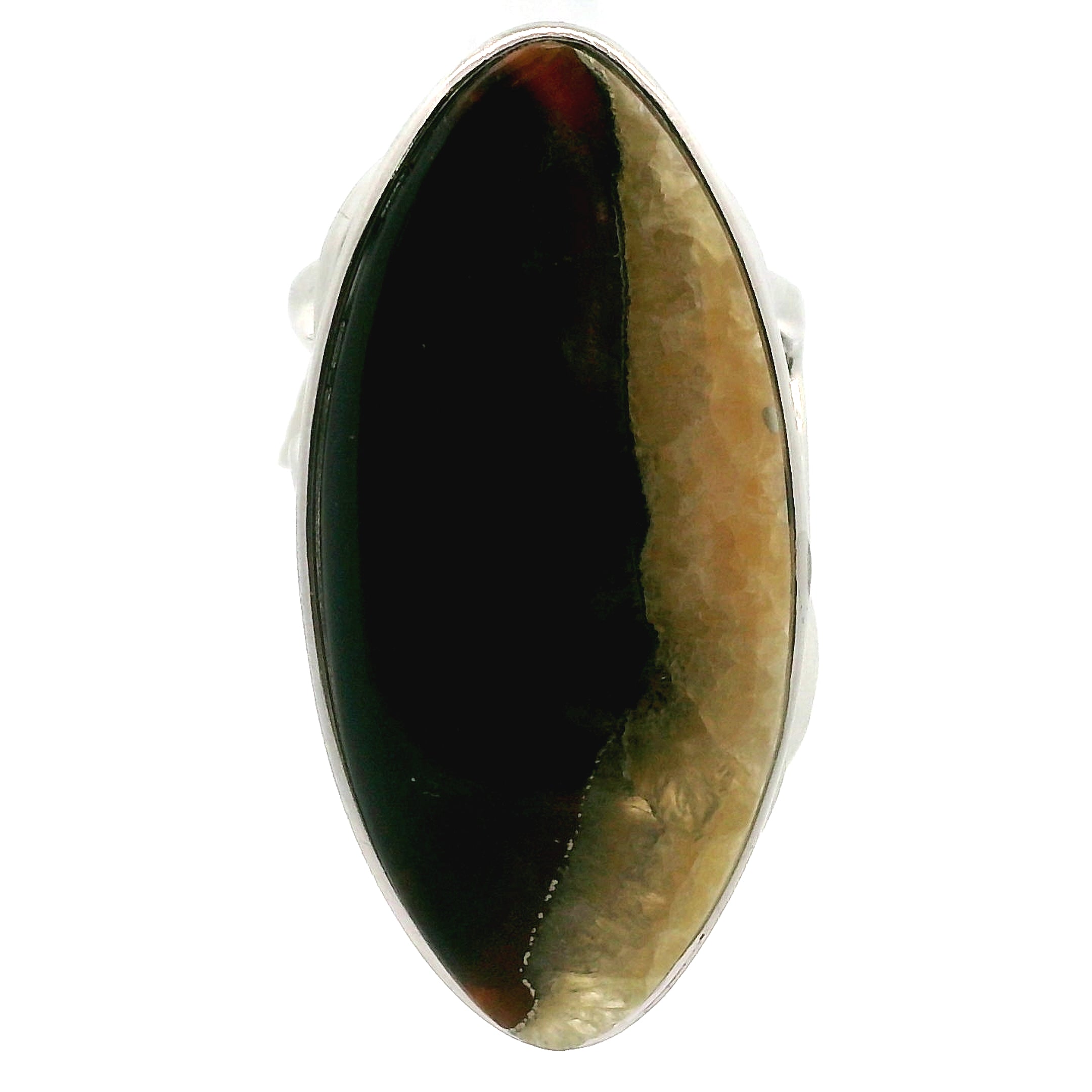 Septarian with Pyrite Cuff Ring 925 Silver for Grounding, Confidence and Transformation