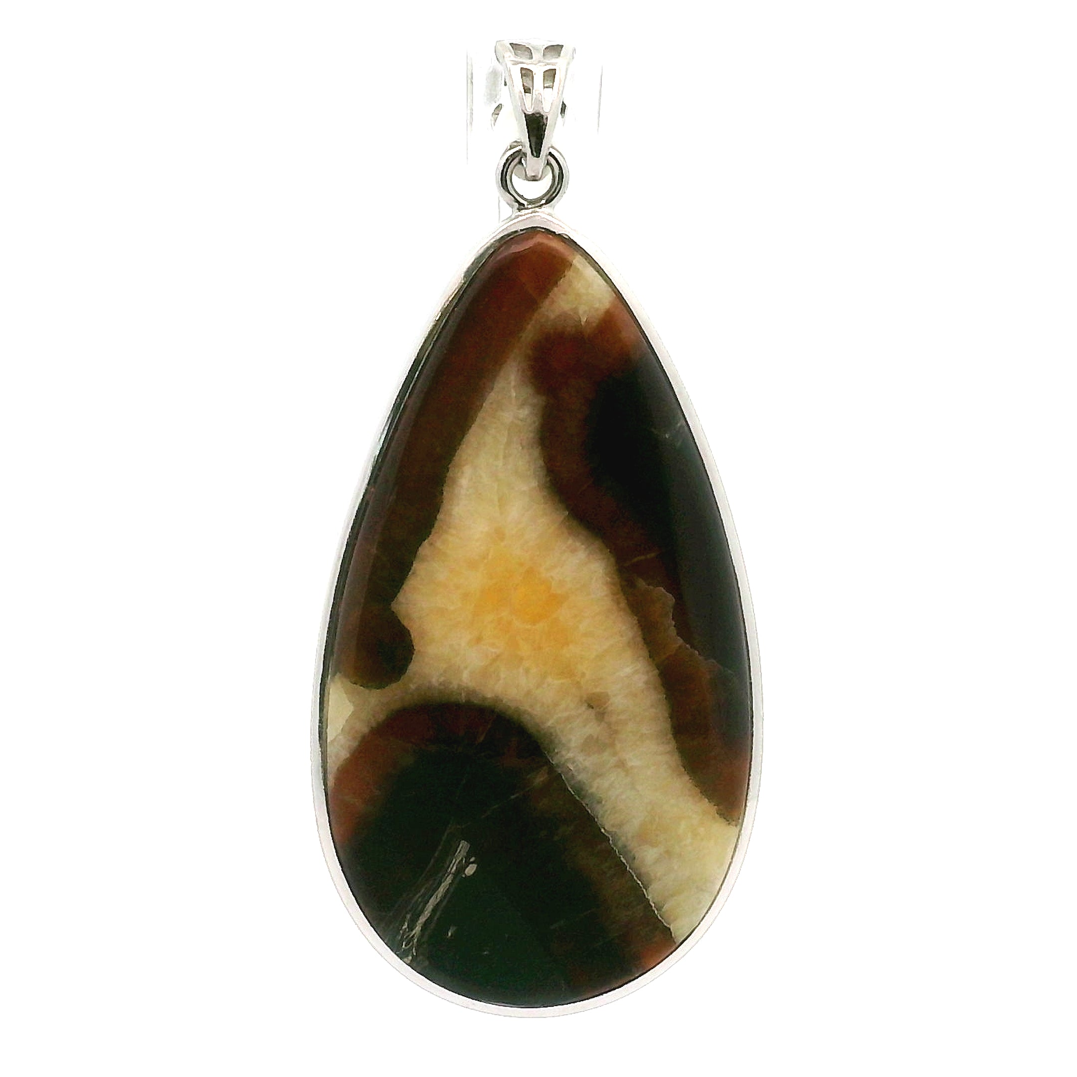 Septarian with Pyrite Pendant .925 Silver for Grounding, Confidence and Transformation