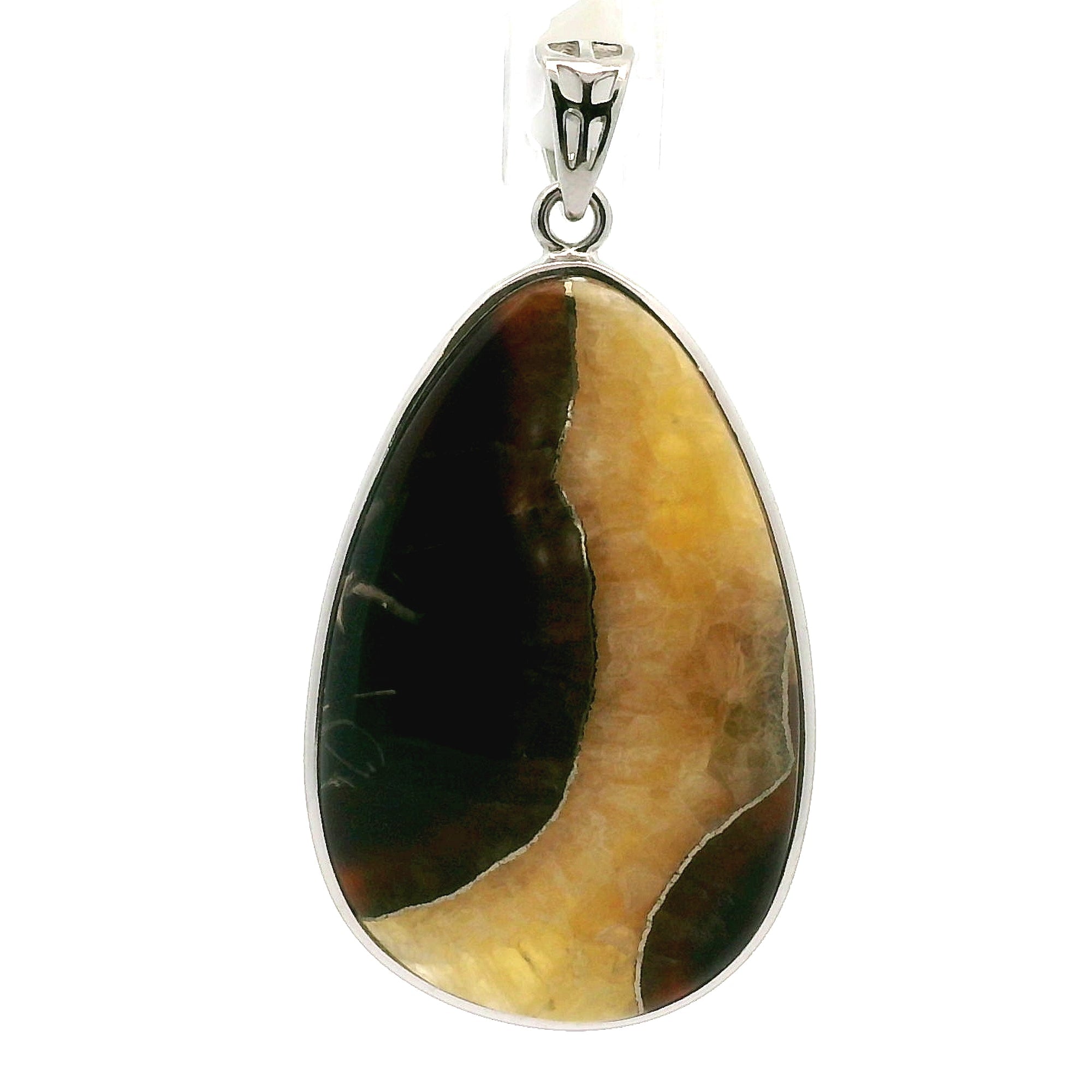 Septarian with Pyrite Pendant .925 Silver for Grounding, Confidence and Transformation