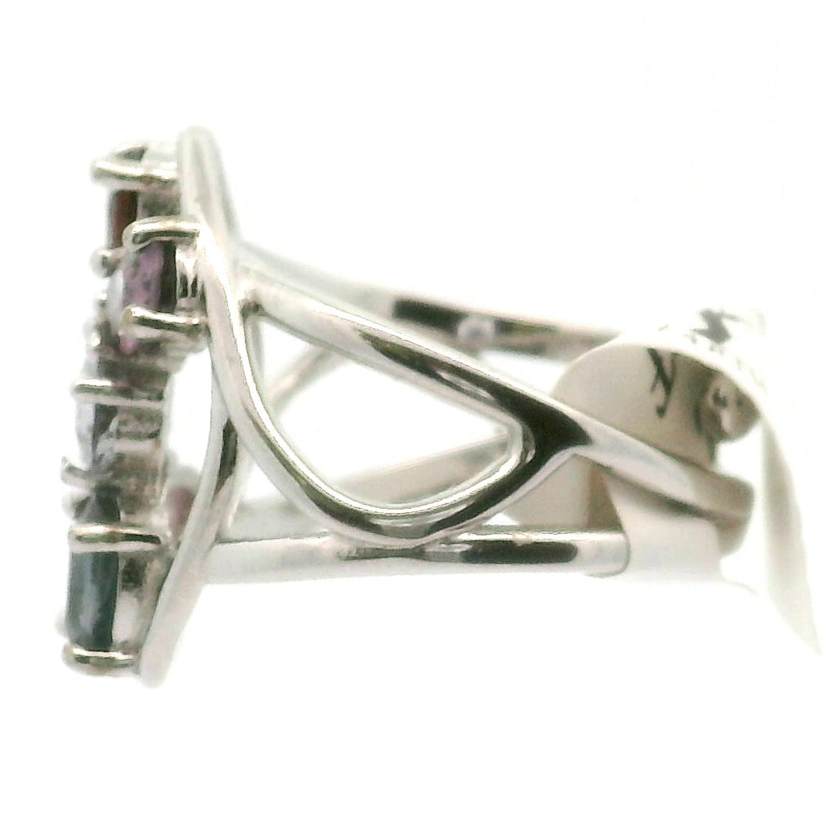 5-Stone Spinel Cuff Ring .925 Sterling Silver for Loyalty and Motivation