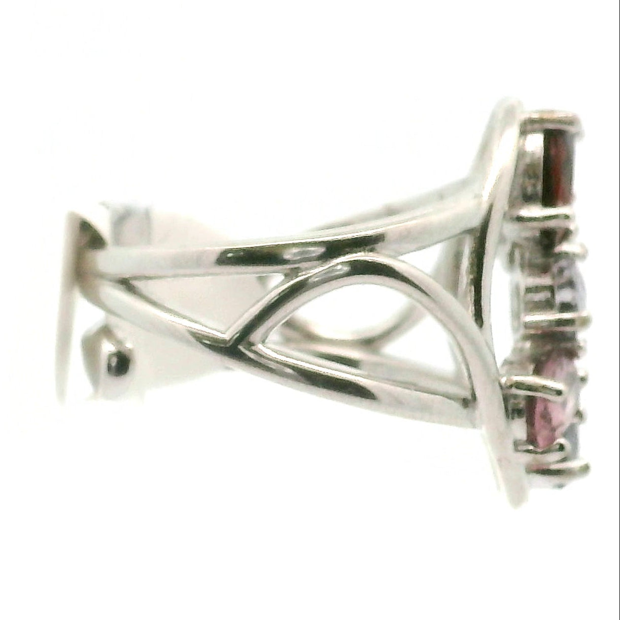5-Stone Spinel Cuff Ring .925 Sterling Silver for Loyalty and Motivation